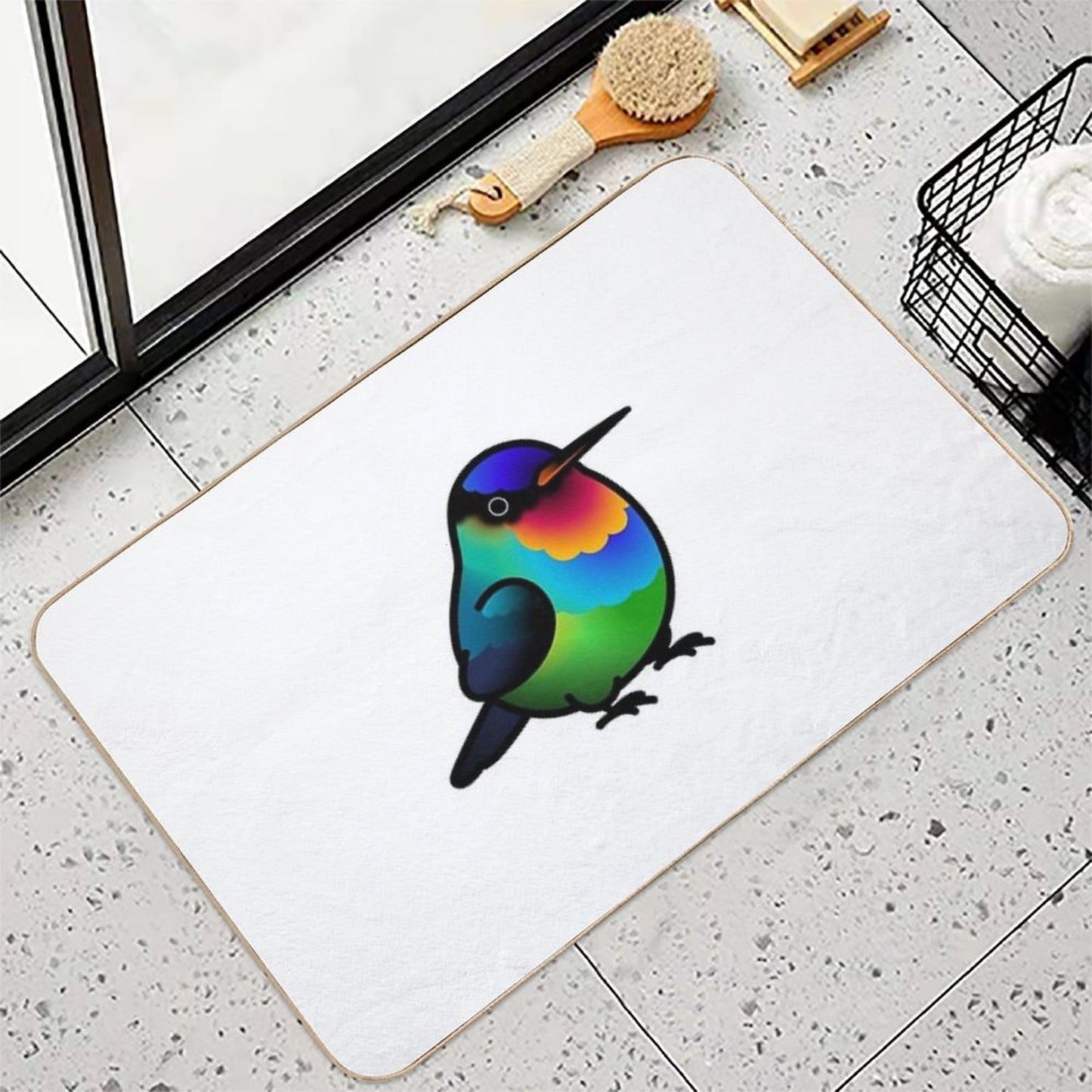 Chubby Fiery-throated Hummingbird Repositionable Bath Mat