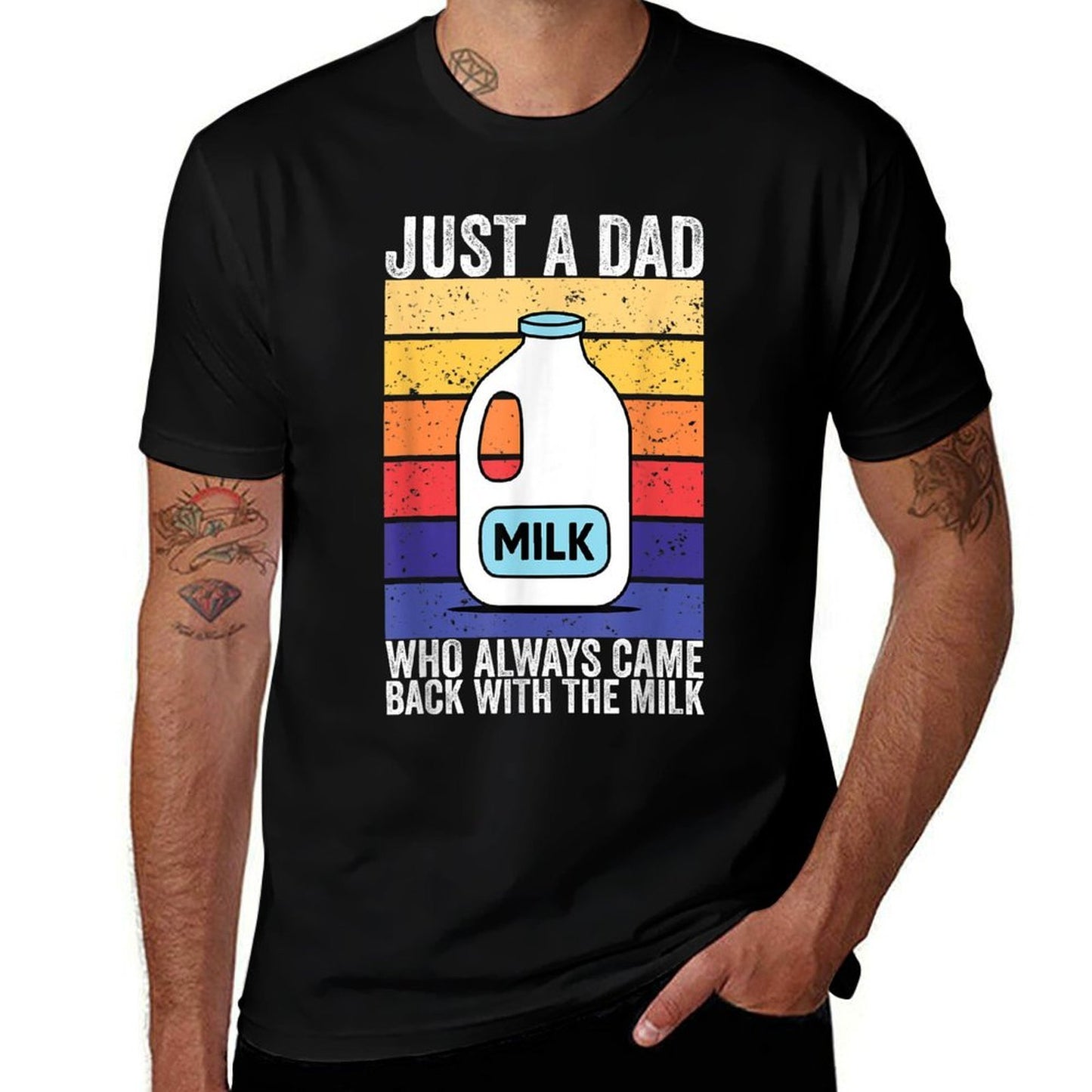 Just A Dad Who Always Came Back With The Milk Trendy Pattern T-Shirt