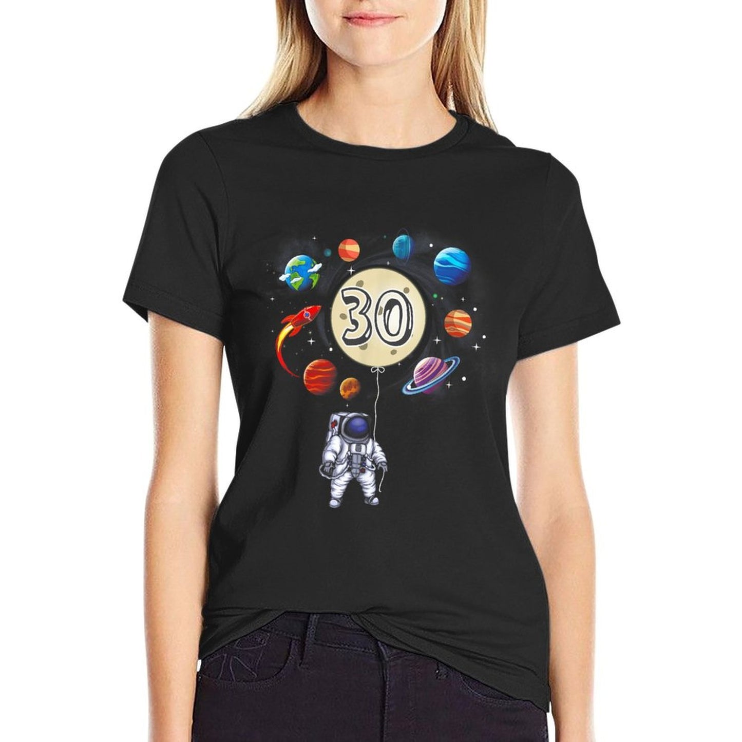 30 Years Old Birthday Astronaut Design For 30th Birthday Quick-drying T-Shirt