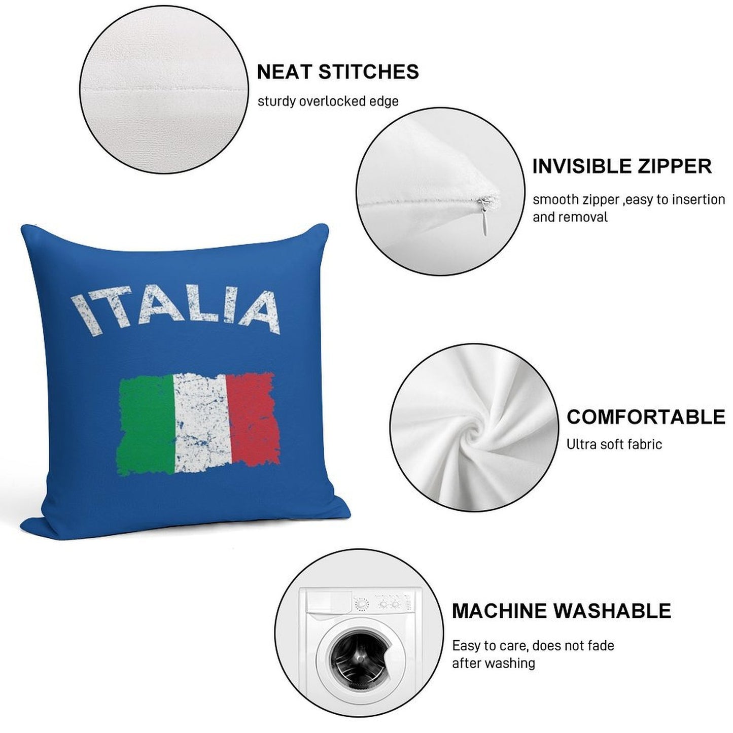 Vintage Italian Flag Soft Luxury Feel Throw Pillow