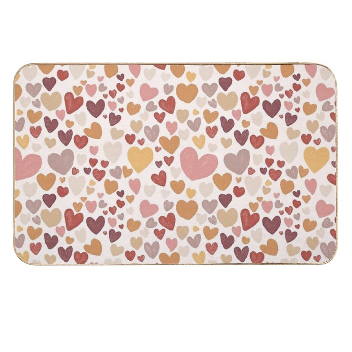 Sketched Hearts in Autumn Colours Absorbent Bath Mat