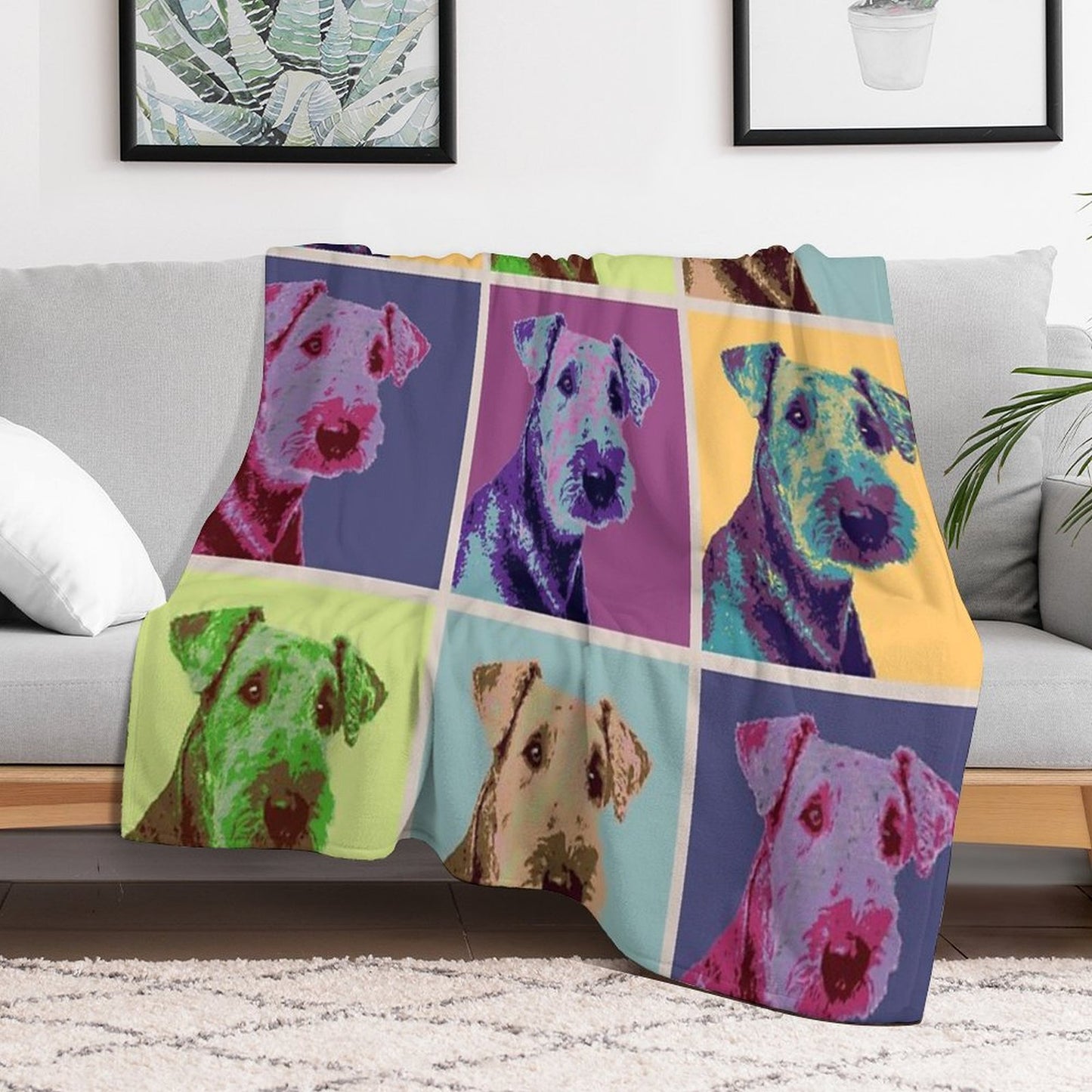 Airedale Terrier Pop Art Grid Premium Throw Blanket