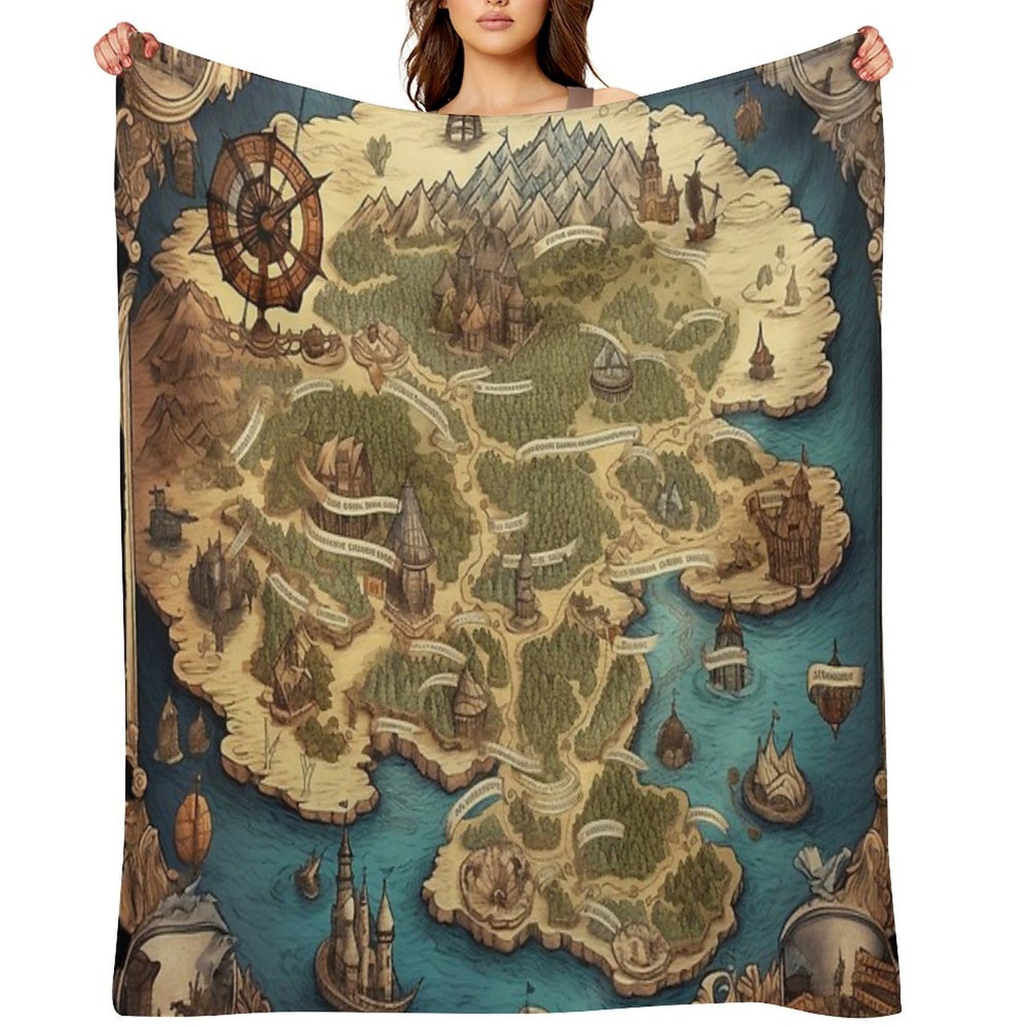 Dnd Fantasy Map Versatility Throw Blanket