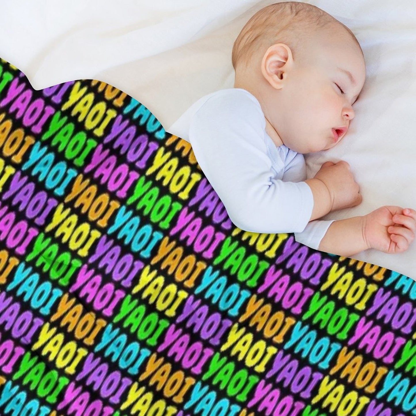 NEON RAINBOW YAOI Eco-conscious Throw Blanket