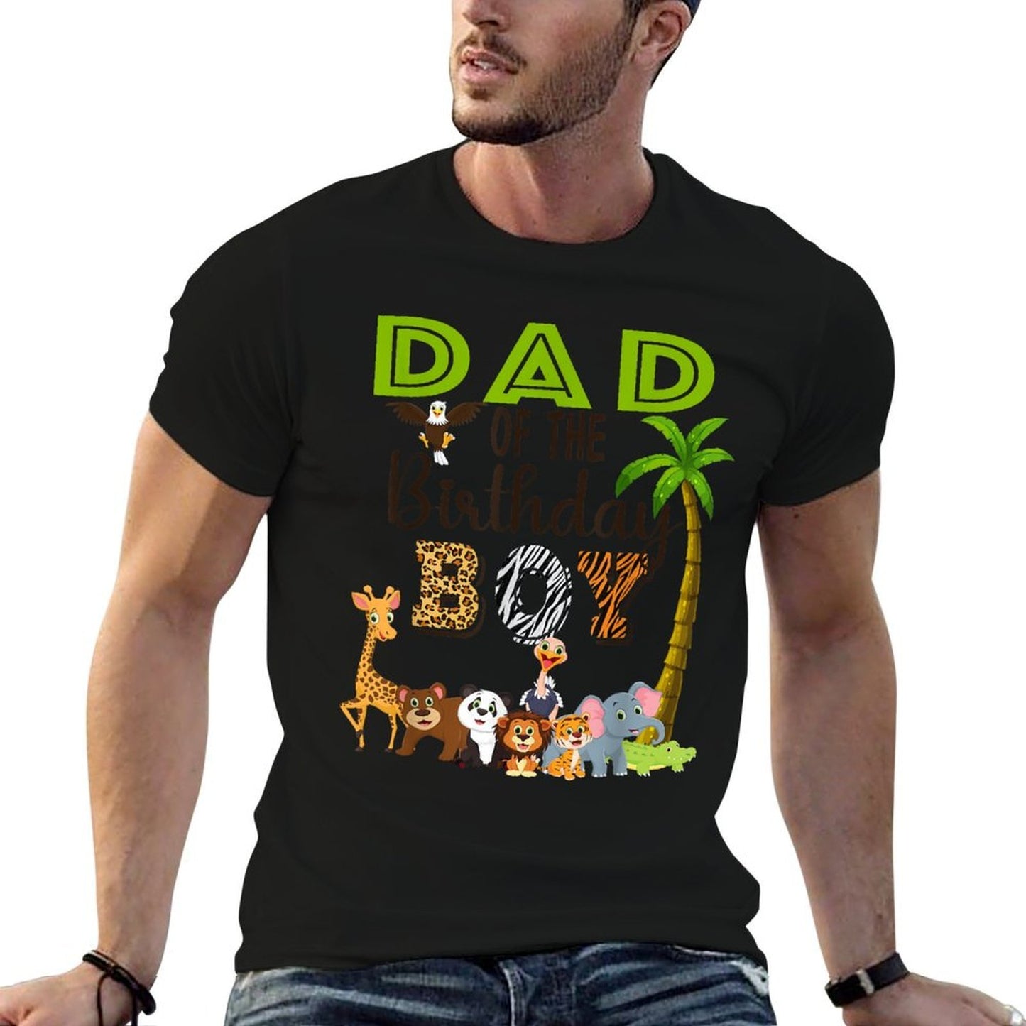 Dad of The Birthday Boy Wild Zoo Theme Safari Party Tagless Design T-Shirt