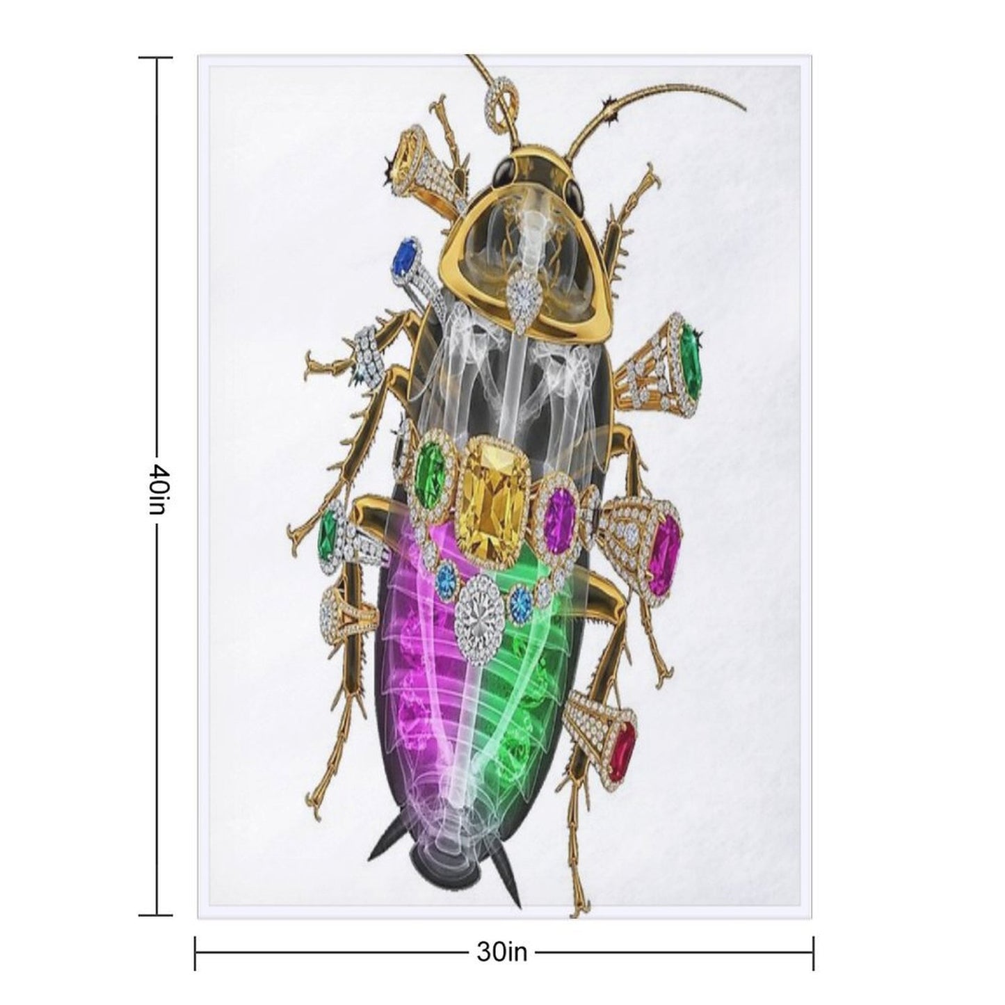 Skeleton Cockroach with Diamonds And Jewels Eco-conscious Throw Blanket