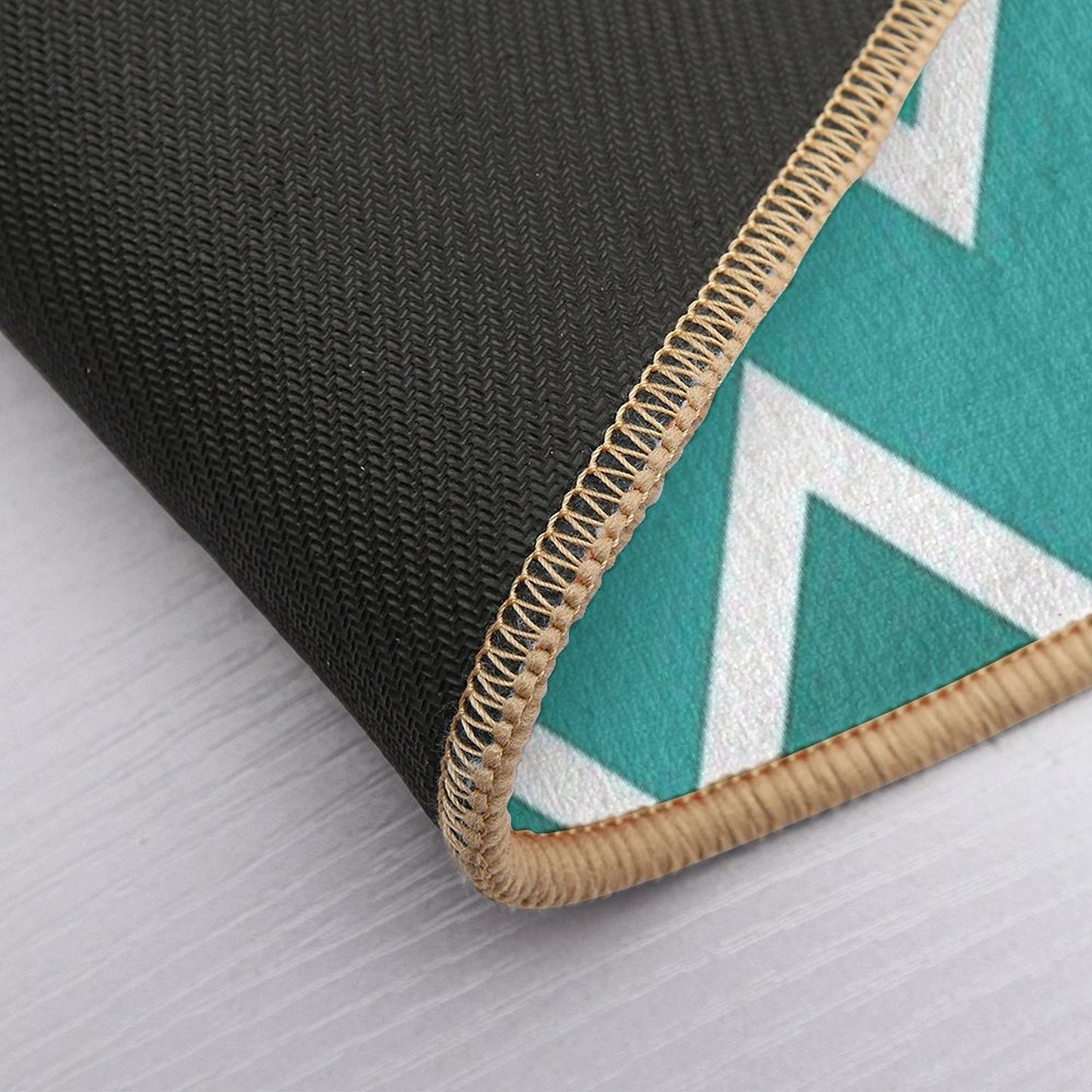 Teal Zigzag Shades Rapid-Drying Bath Mat