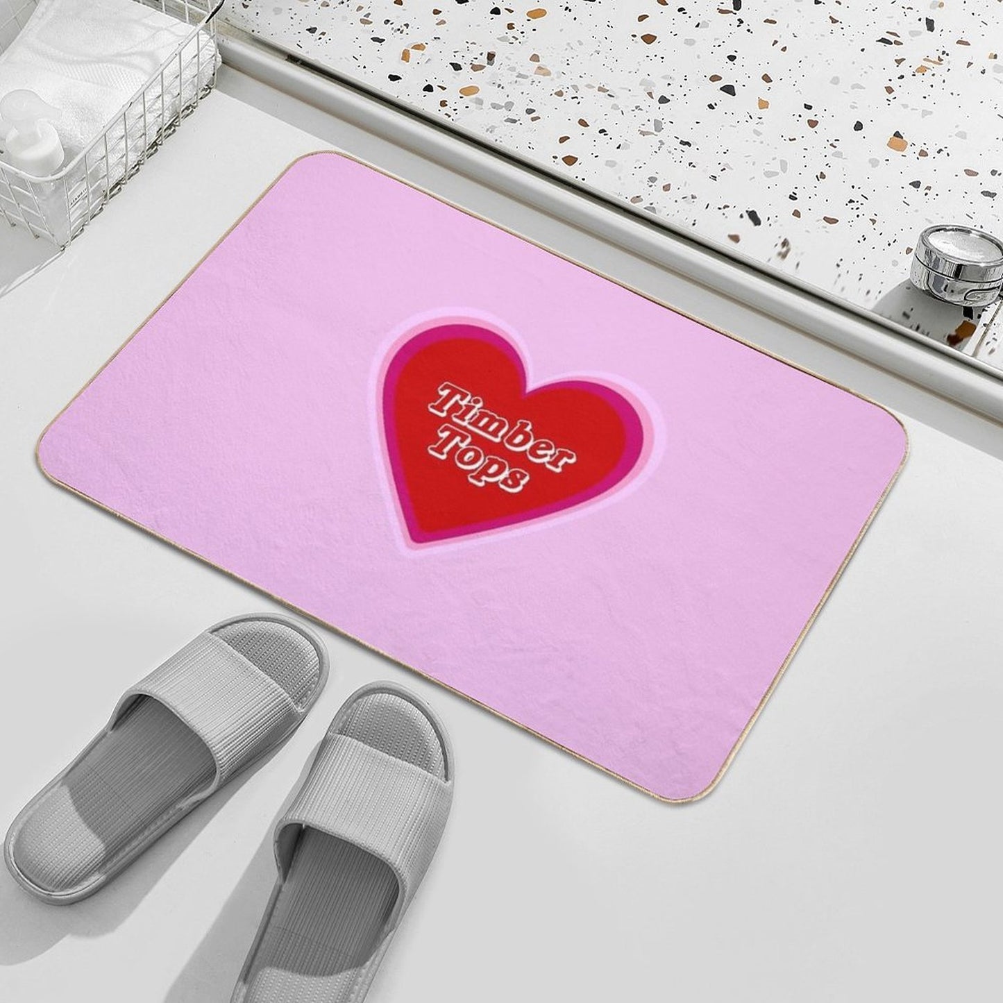 TIMBER TOPS OFFSET HEART STICKER Repositionable Bath Mat