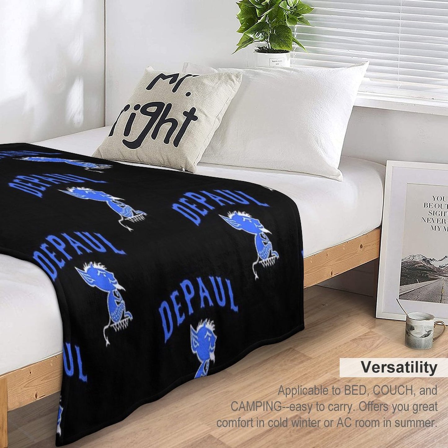 DePaul Mascot Design Sustainable Throw Blanket