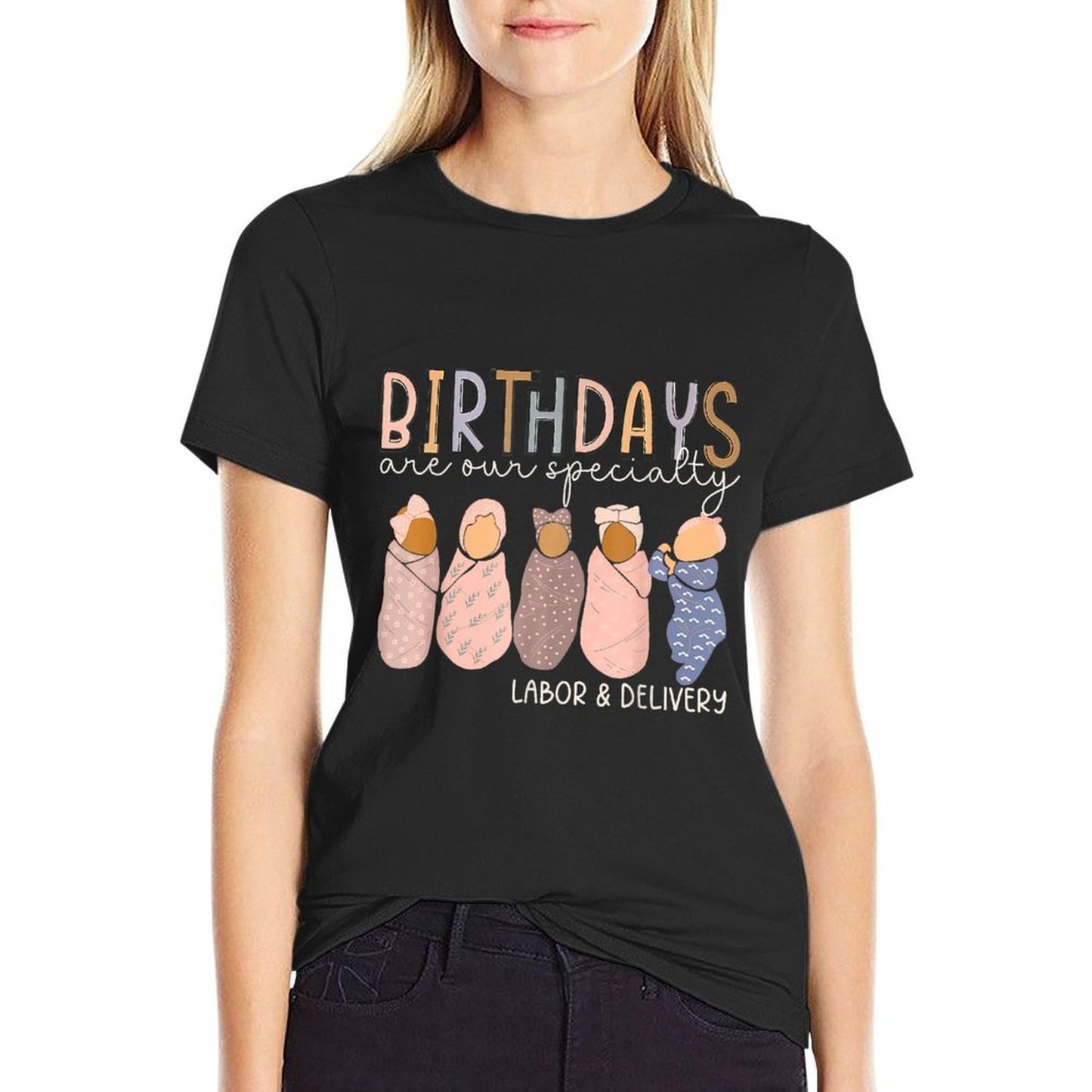 Labor And Delivery Birthdays Are Our Specialty L & D Nurse Heathered Texture T-Shirt