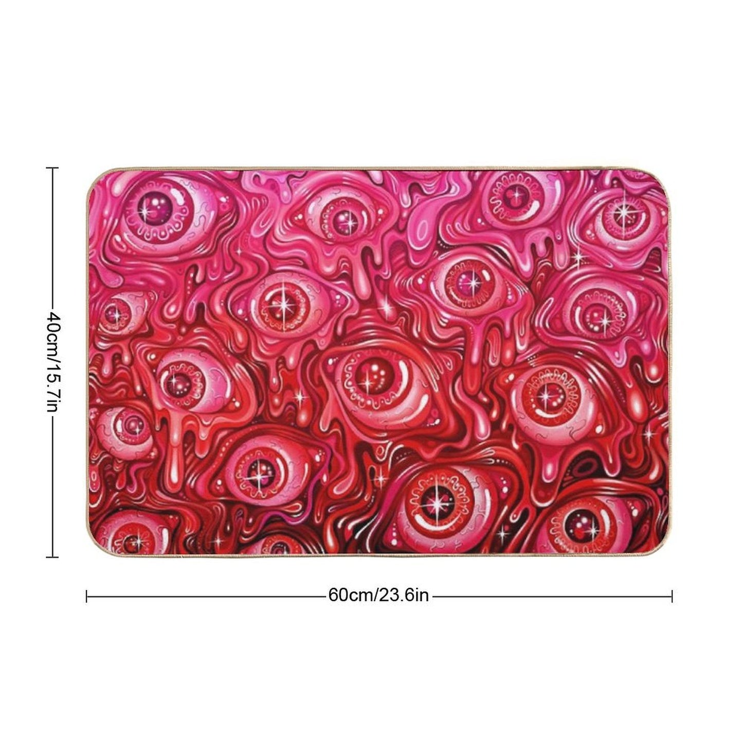 Red Eyeball Pattern Easy To Clean Bath Mat