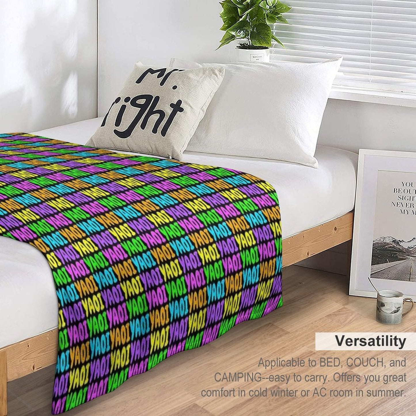 NEON RAINBOW YAOI Eco-conscious Throw Blanket