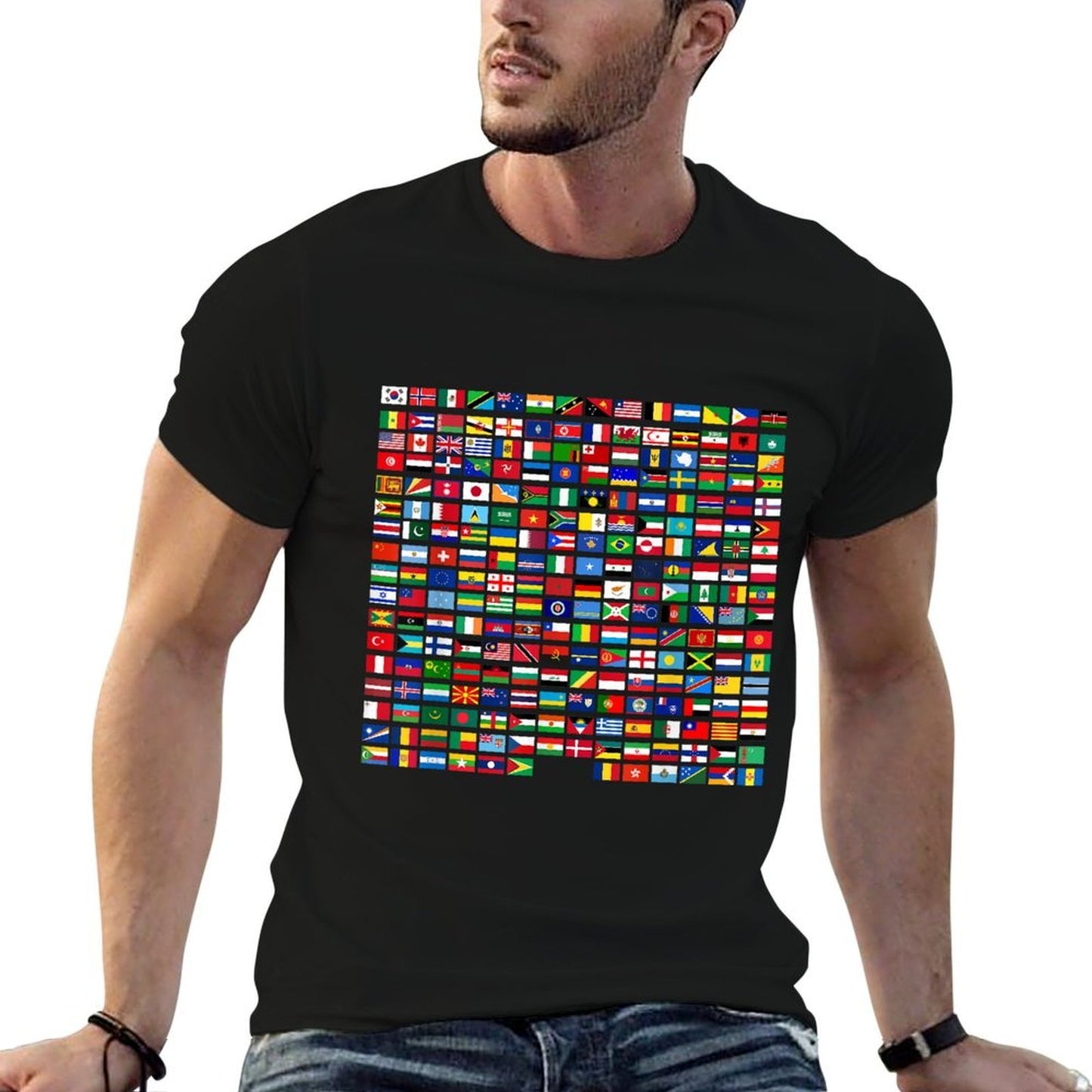 All Countriess Of The World 287 International Rolled Sleeves T-Shirt