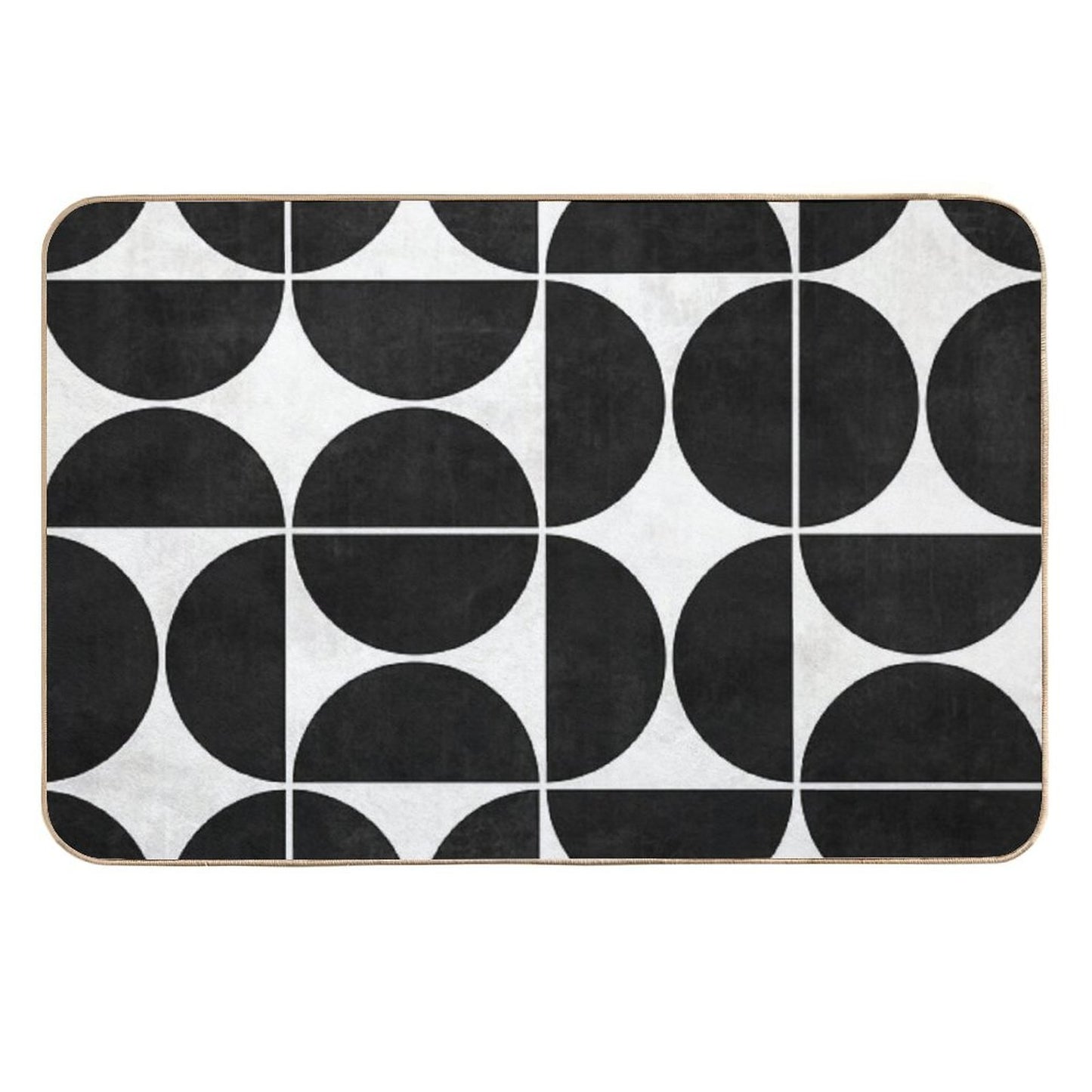 Mid-Century Modern Pattern No.3 - Black And White Concrete Non-Slip Bath Mat