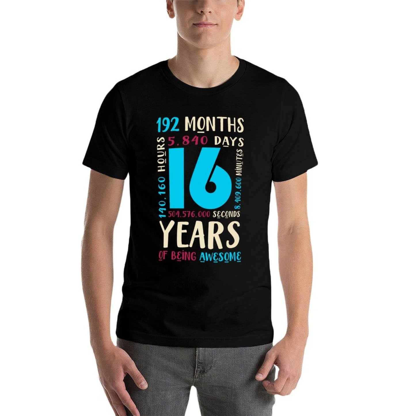 16th Birthday Kids Gift 16 Year Old Boys Girls Sixteen High-quality Stitching T-Shirt
