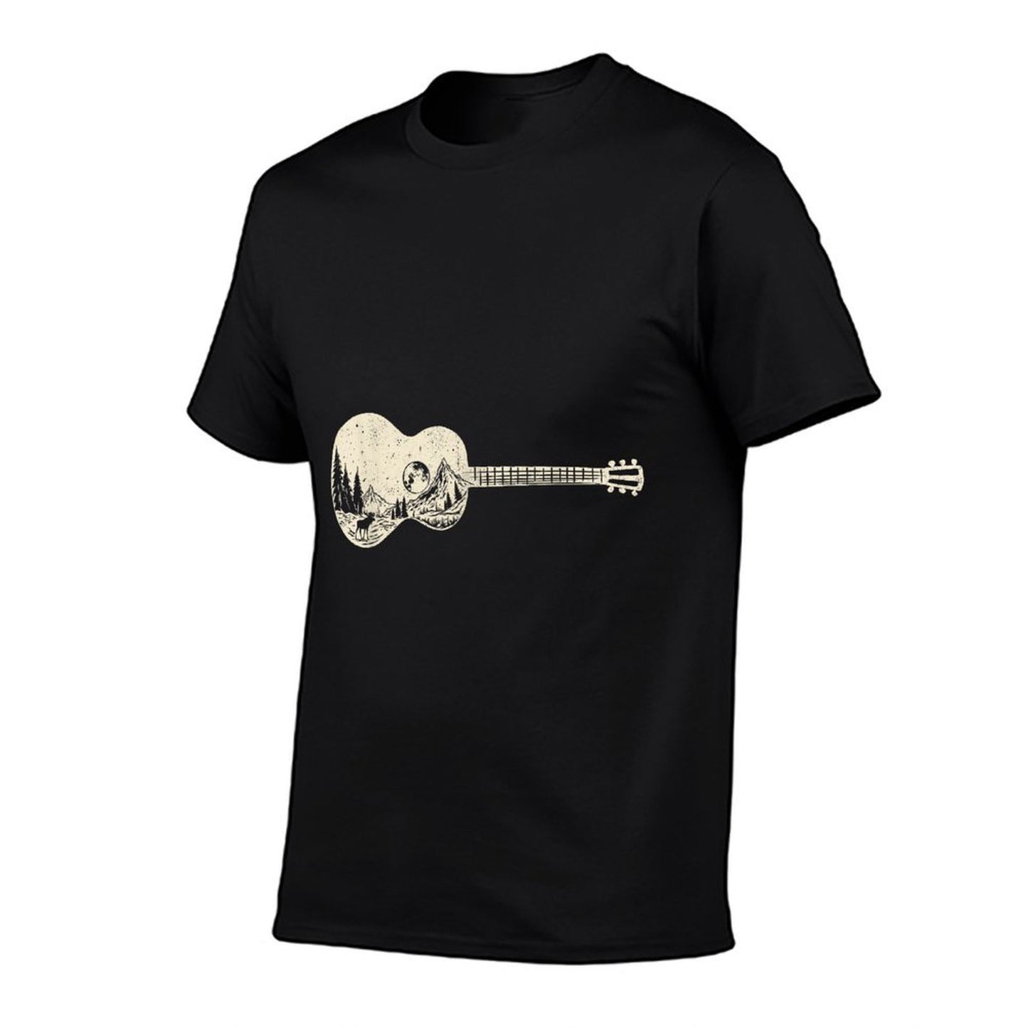 Acoustic Guitar Nature Mountain Music Lover Guitarist Retro Oversized Silhouette T-Shirt