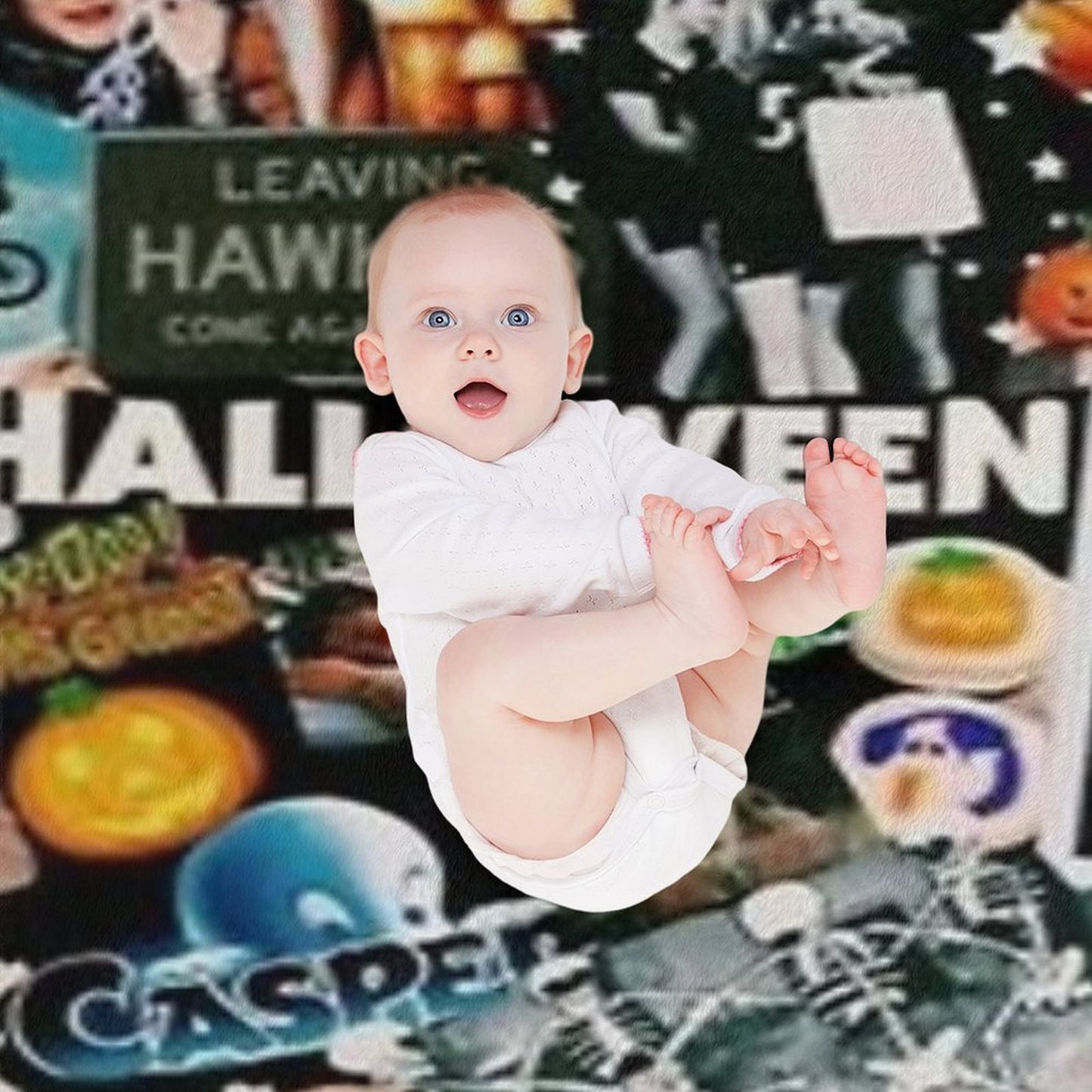 Halloween Collage Durable Throw Blanket