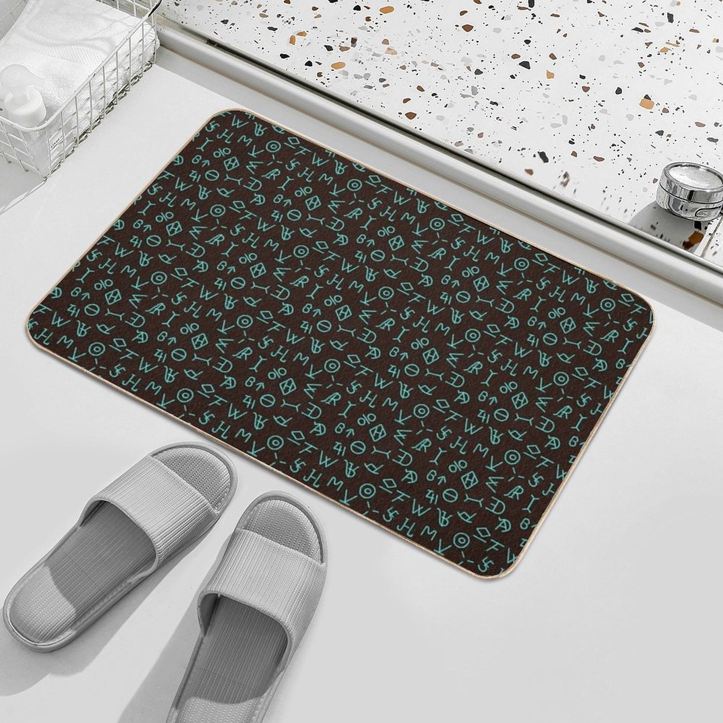 Turquoise Cattle Brands Eco-Friendly Bath Mat