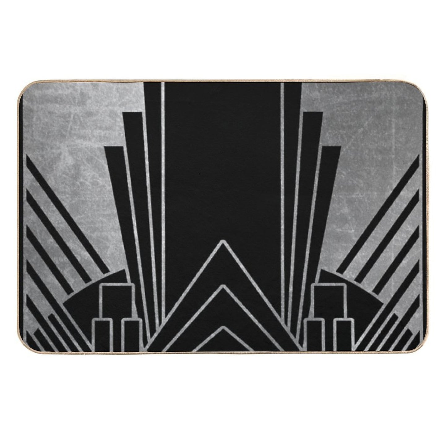 Silver Art Deco Design High-Traffic Bath Mat