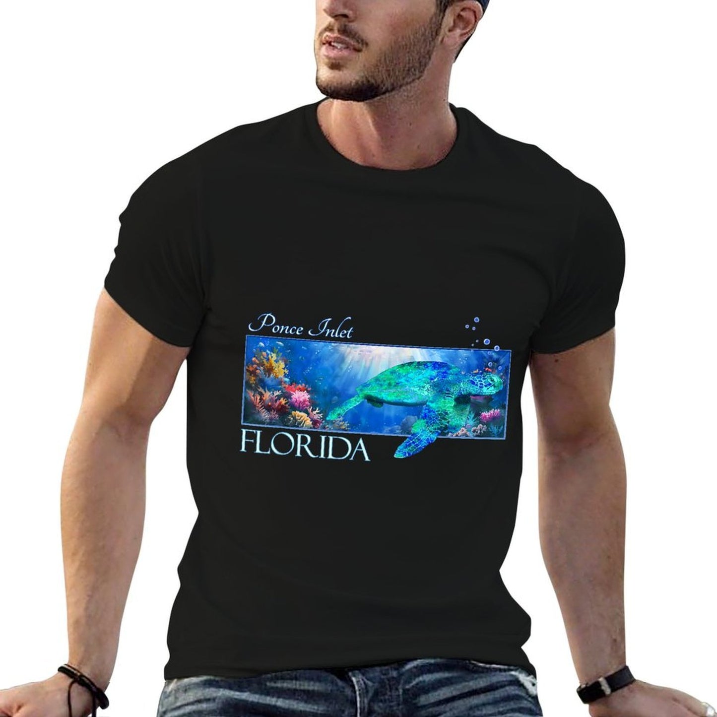 Ponce Inlet Florida Vacation Swimming Sea Turtle  Versatile T-Shirt