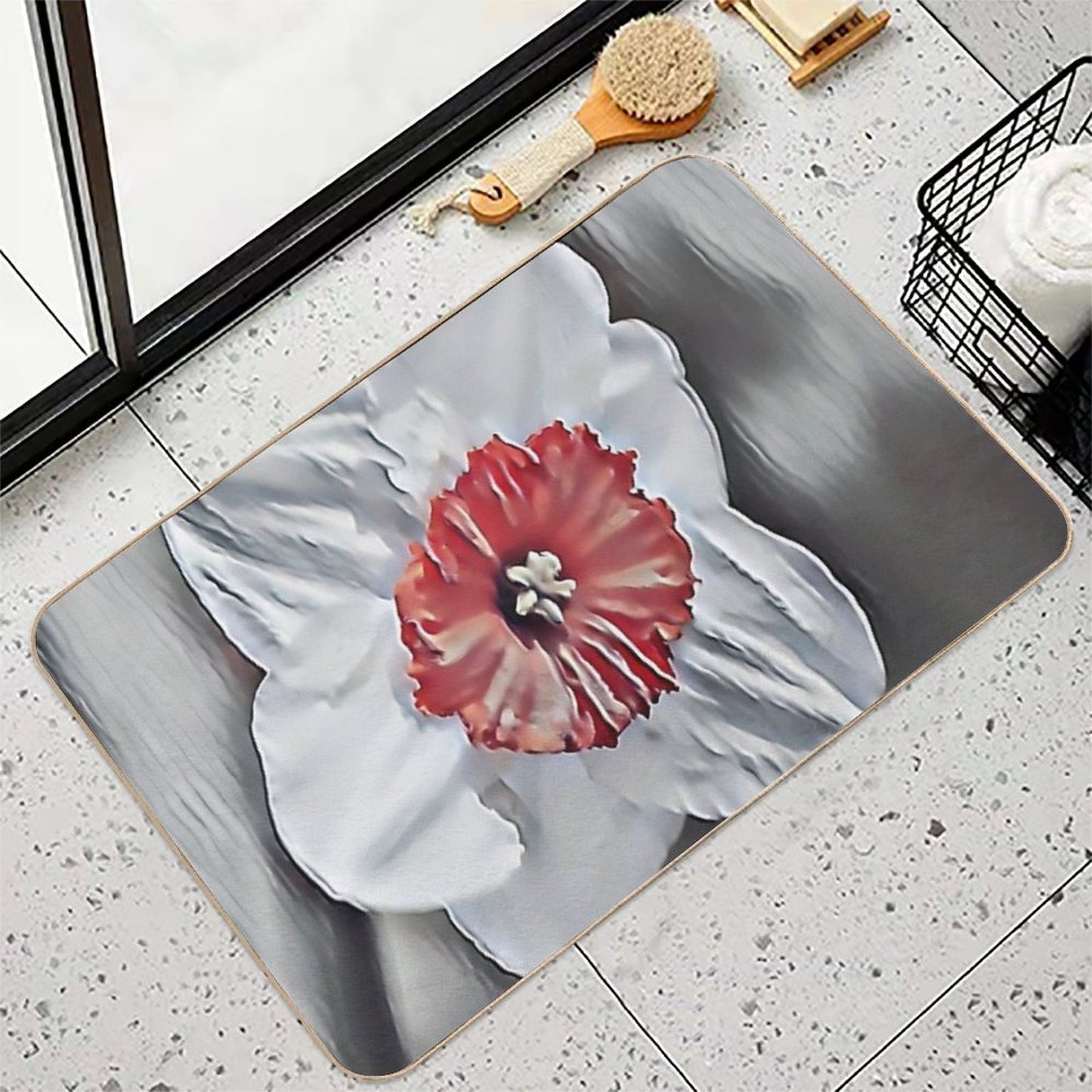 7 Ways This Red-Centered White Daffodil Flower Art Brightens Any Space Easy Maintenance Bath Mat