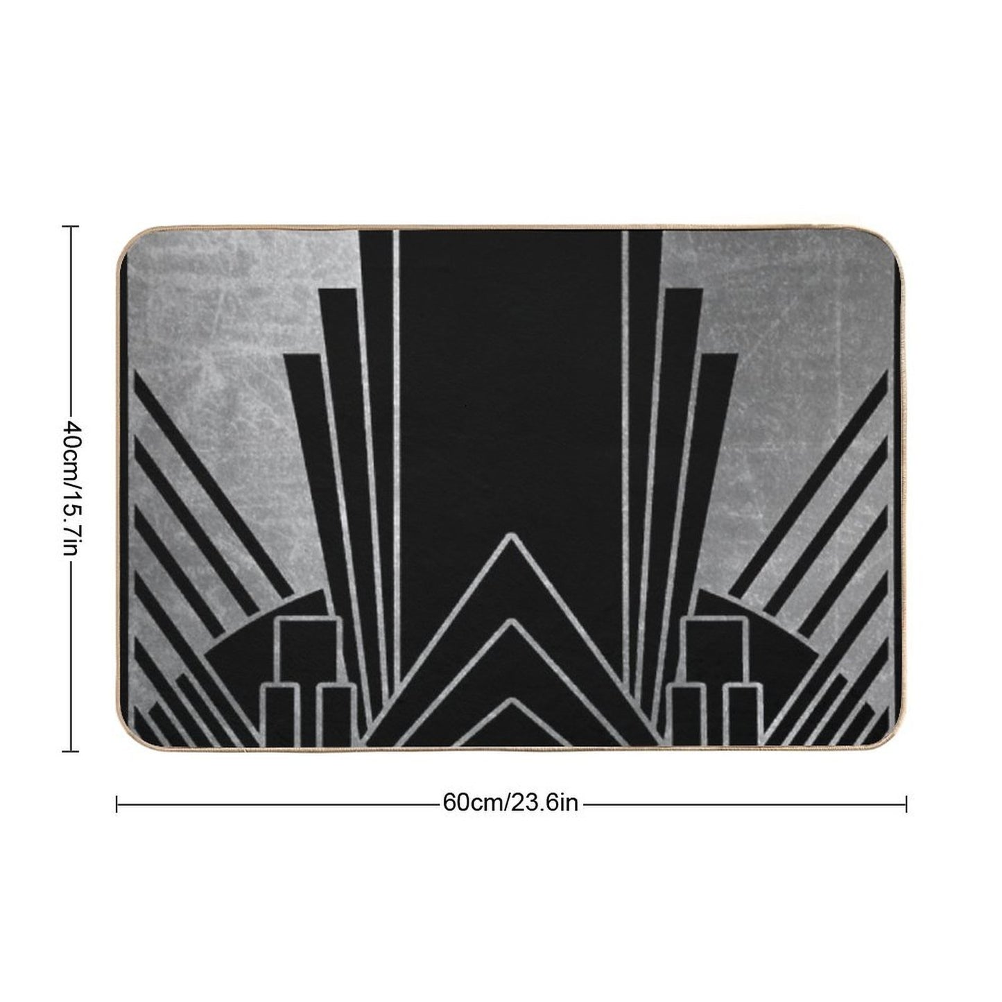 Silver Art Deco Design High-Traffic Bath Mat