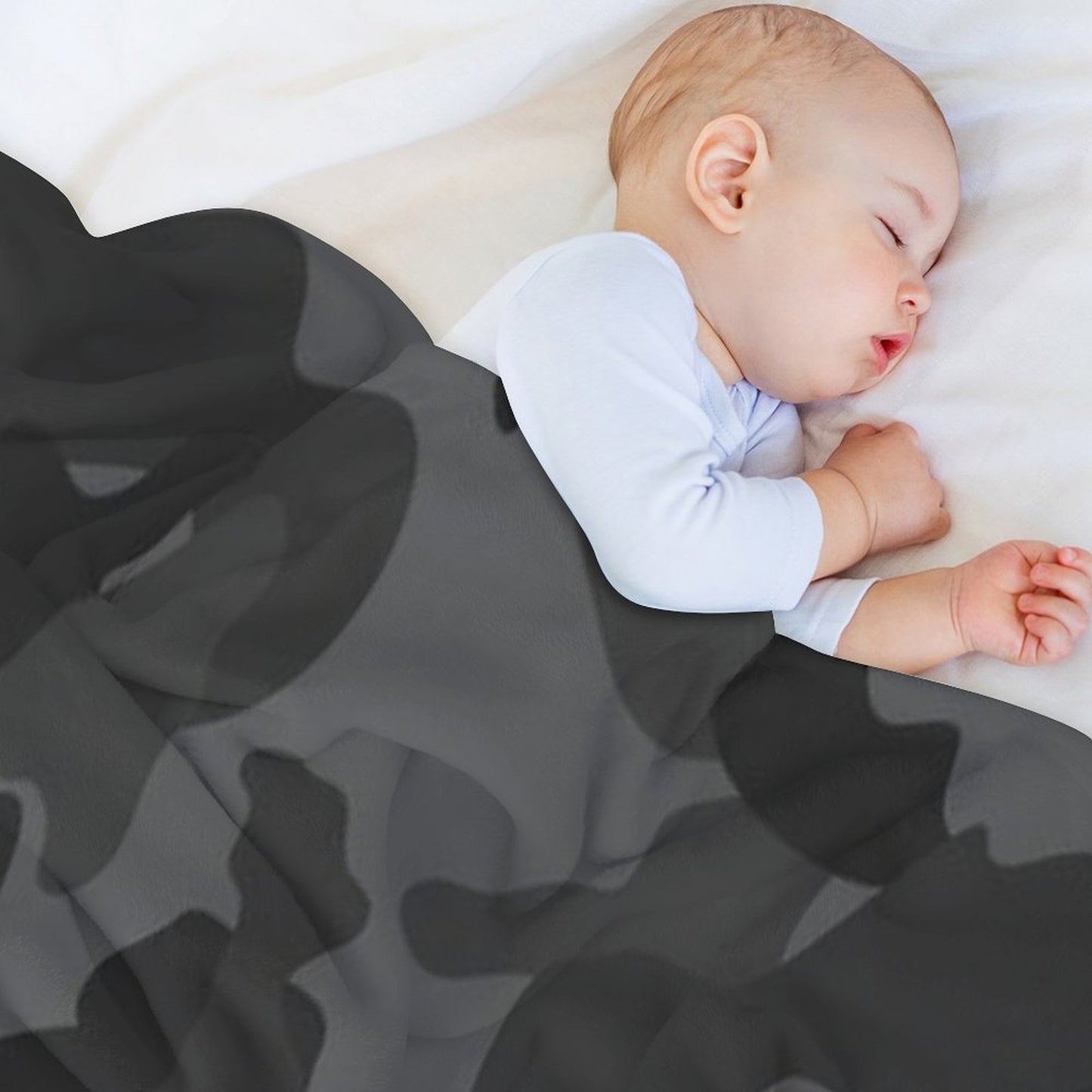 Camouflage Black Grey Night Camo Easy Care Throw Blanket