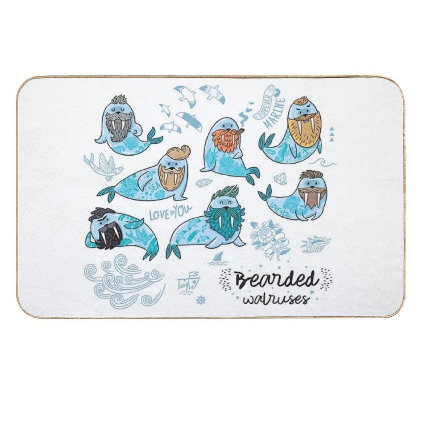 Bearded Walruses Absorbent Bath Mat