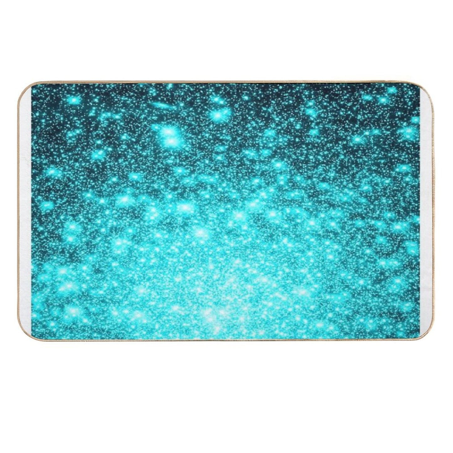 Teal Galaxy Sparkle Stars Ombre Eco-Friendly Bath Mat