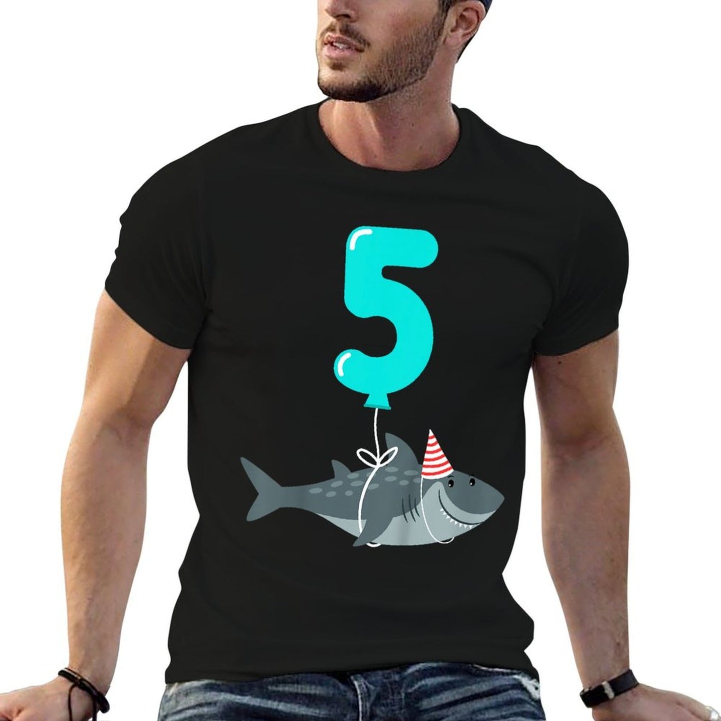 5th Birthday Shark Cute 5 Year Old Shark Gift Odor-resistant T-Shirt