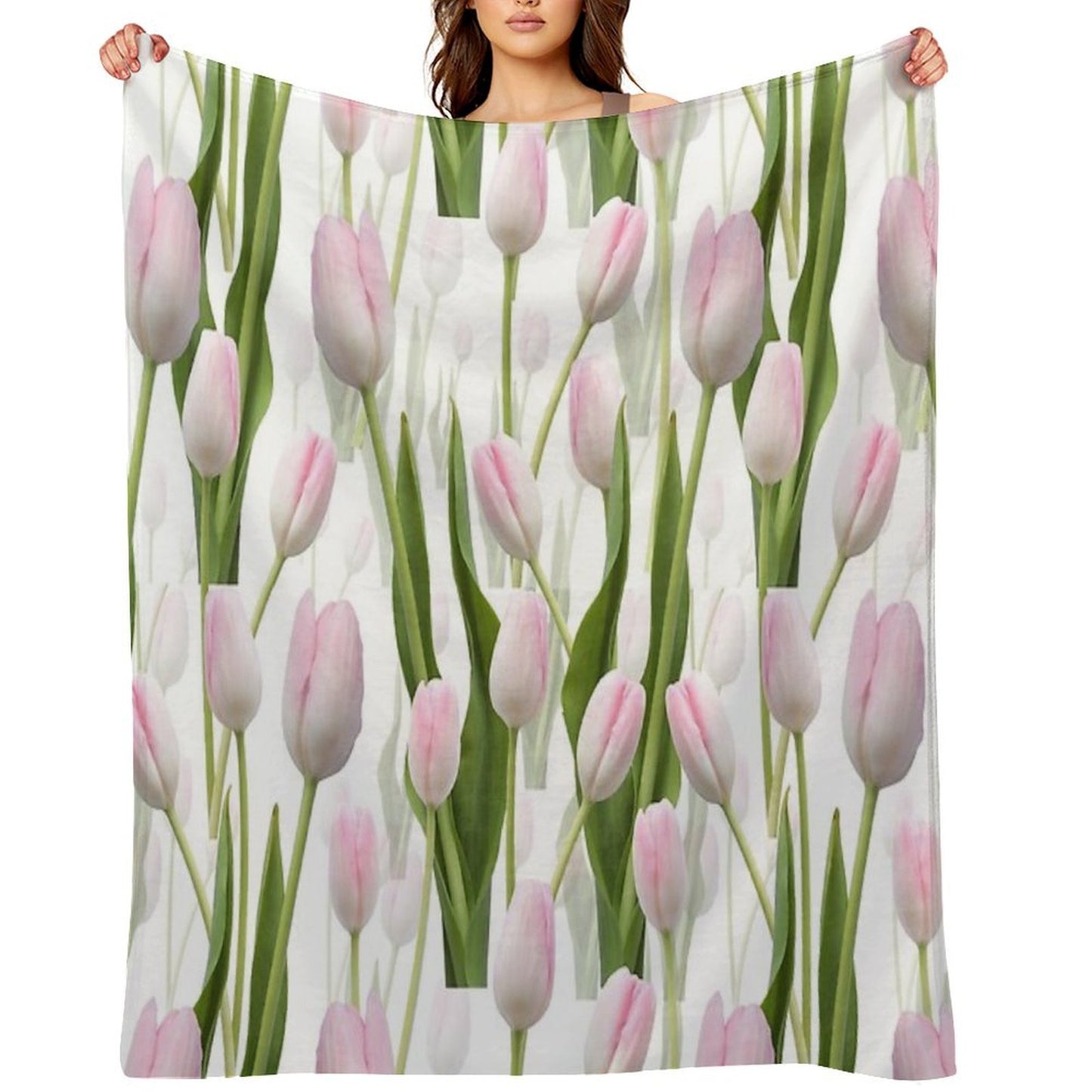 Pinky Tulips Shrink-resistant Throw Blanket
