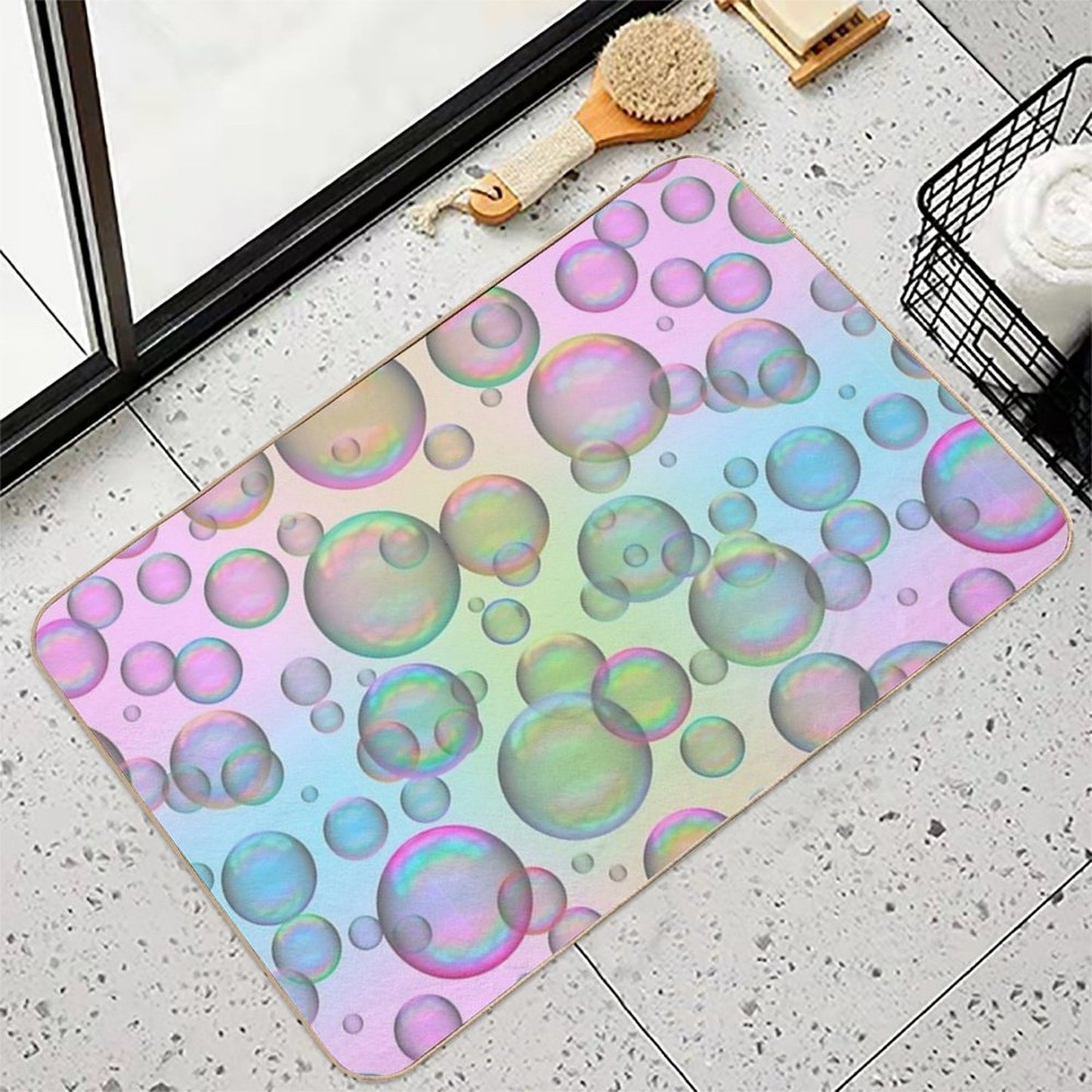 Iridescent Soap Bubbles Variation Colorful Anti-Trip Bath Mat