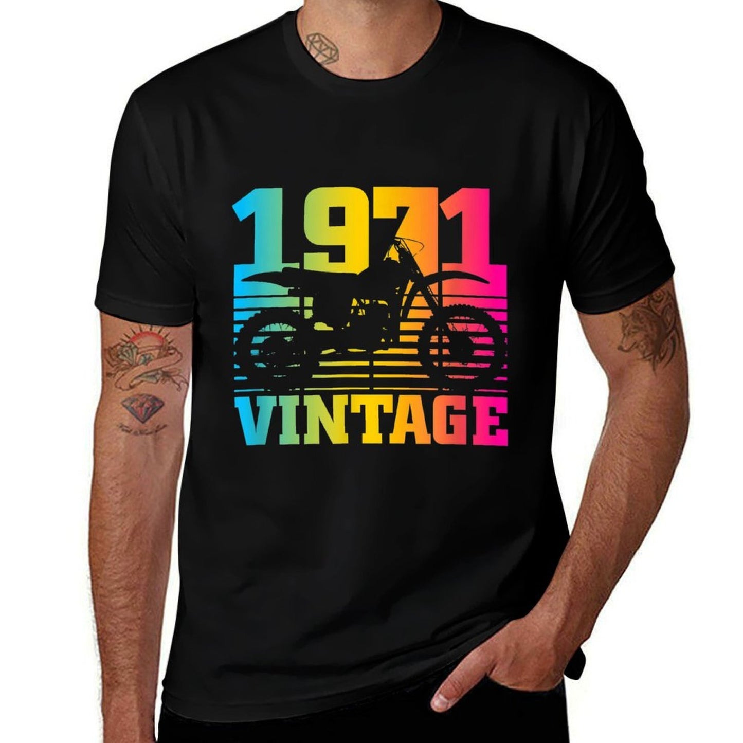 Vintage 1971 Retro Motocross Dirt Bike 50th Birthday Relaxed-fit T-Shirt
