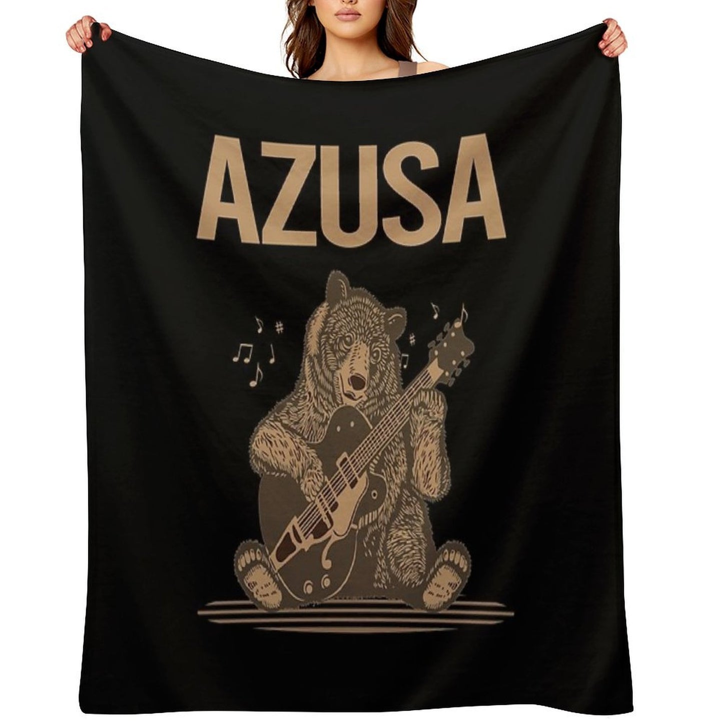Bear With Guitar Azusa Velvety-soft Throw Blanket