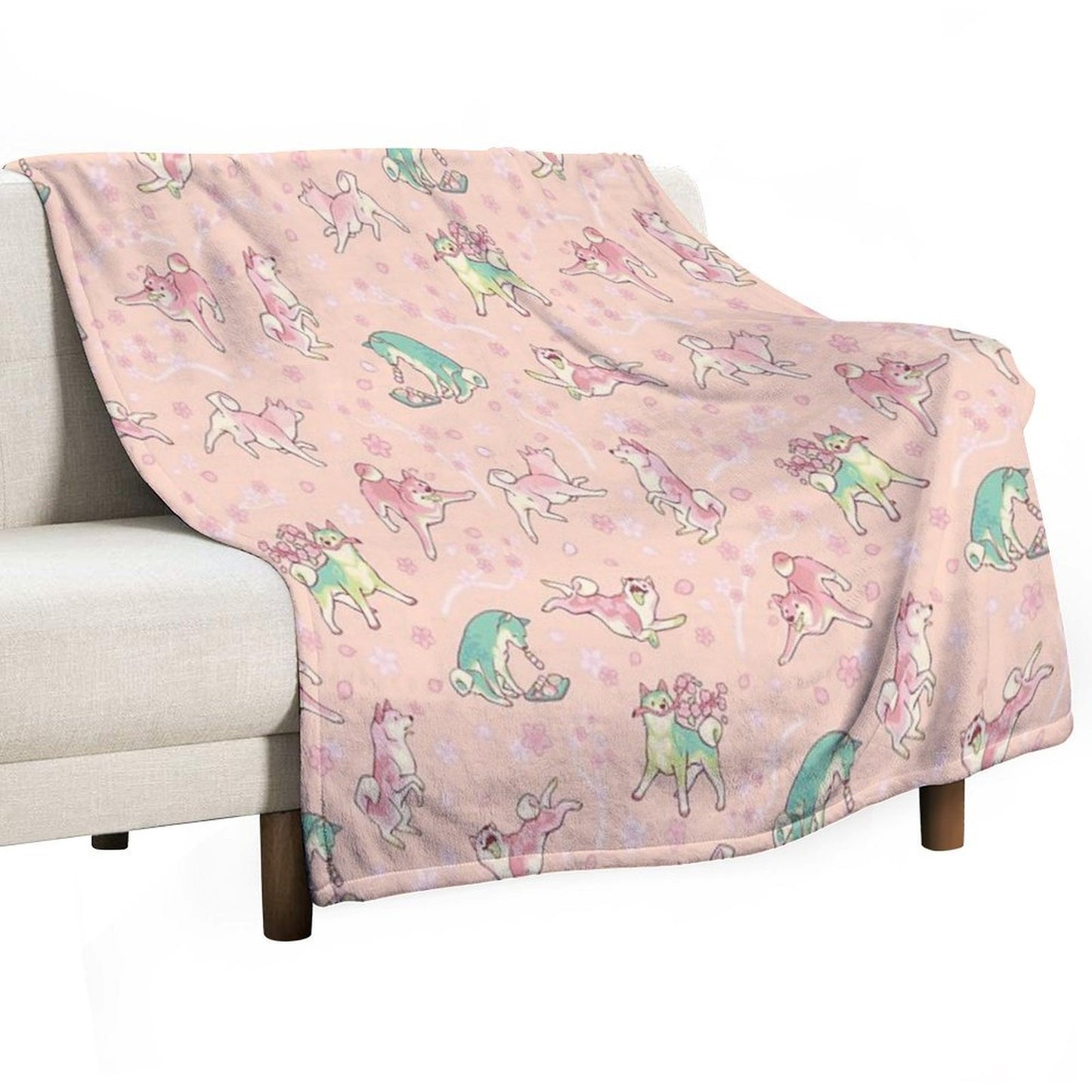 Shibakura & Matchinu in Peachy Machine-washable Throw Blanket