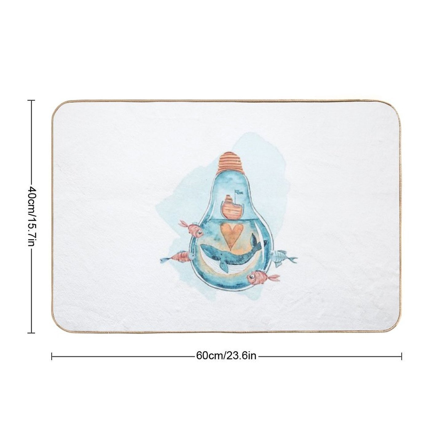Cute Watercolor Whale Illustration Long-Lasting Bath Mat