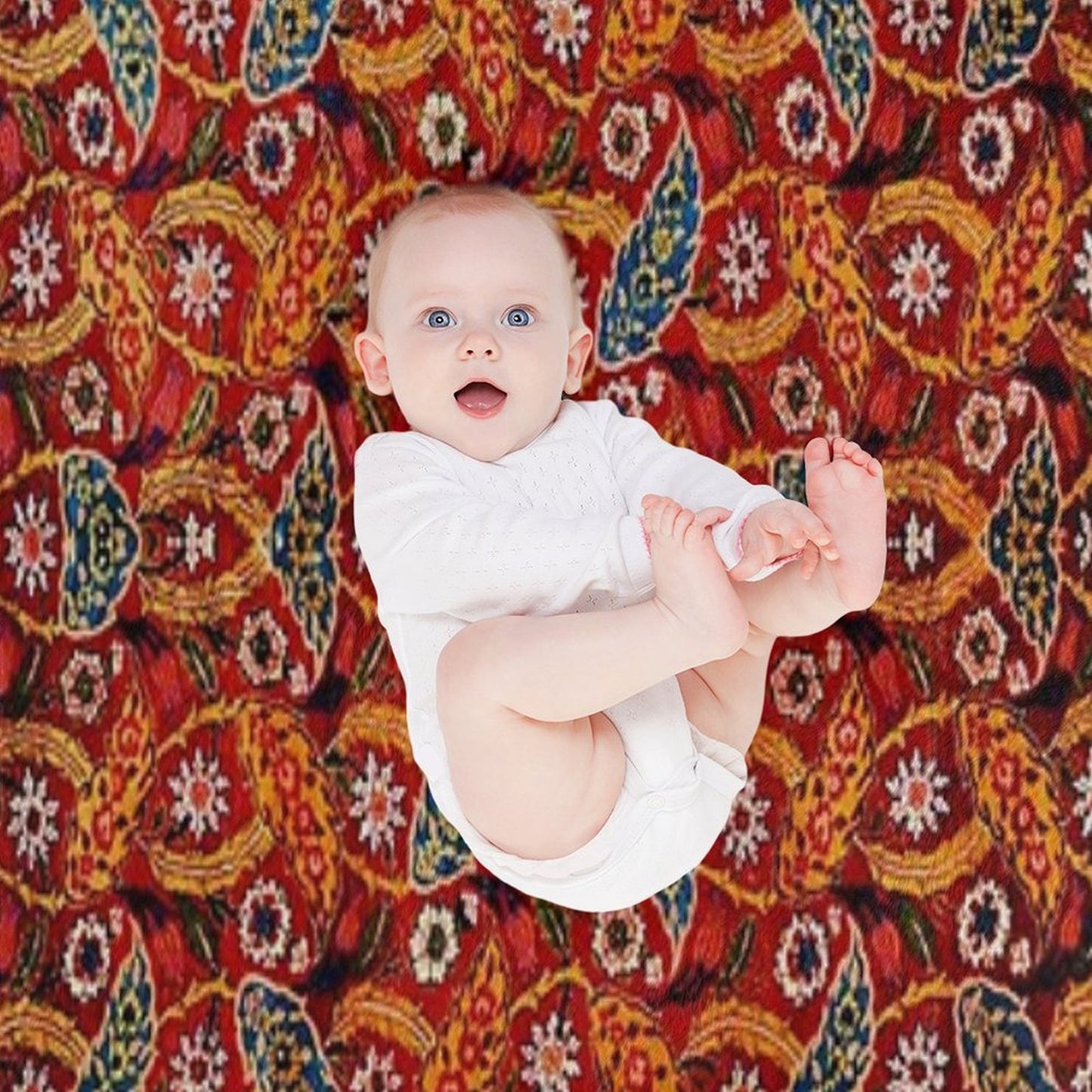 Carpet Pattern in Paisley Boho Multi-functional Throw Blanket
