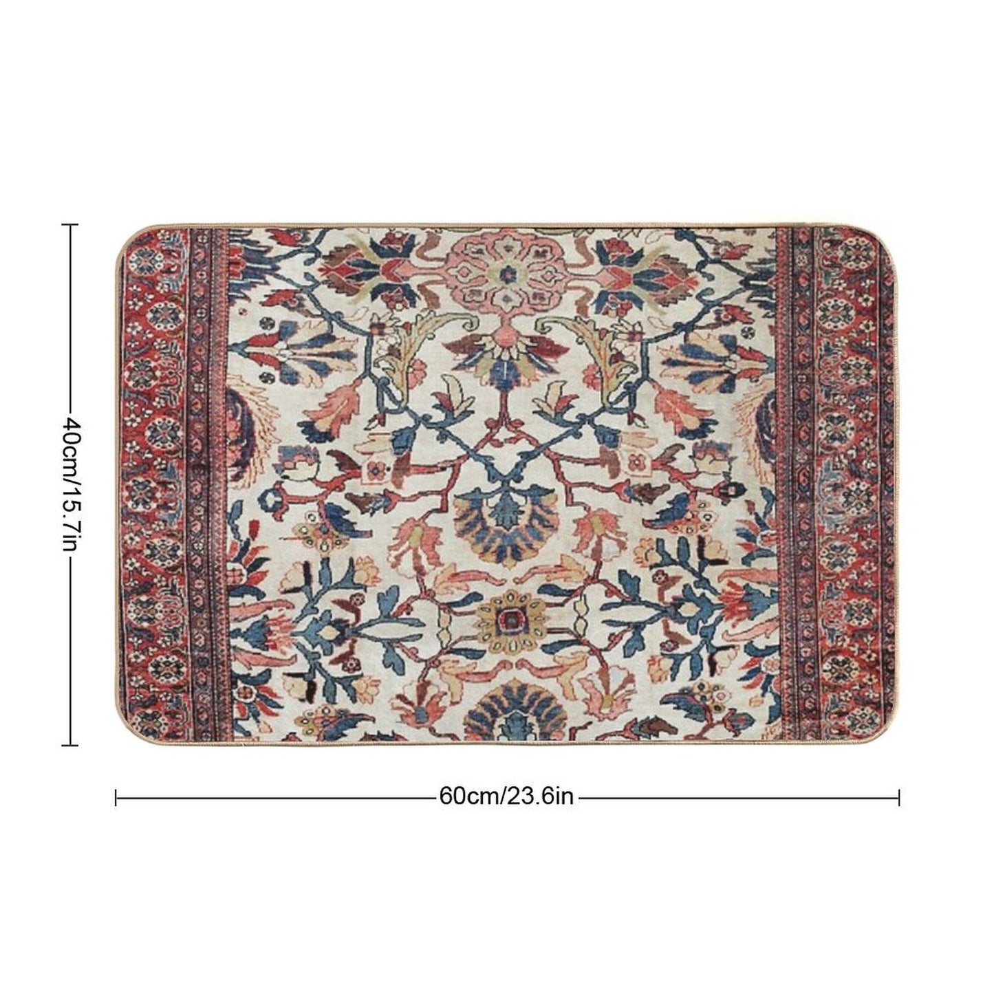 Mahal West Persian Rug Print Slip-Resistant Bath Mat