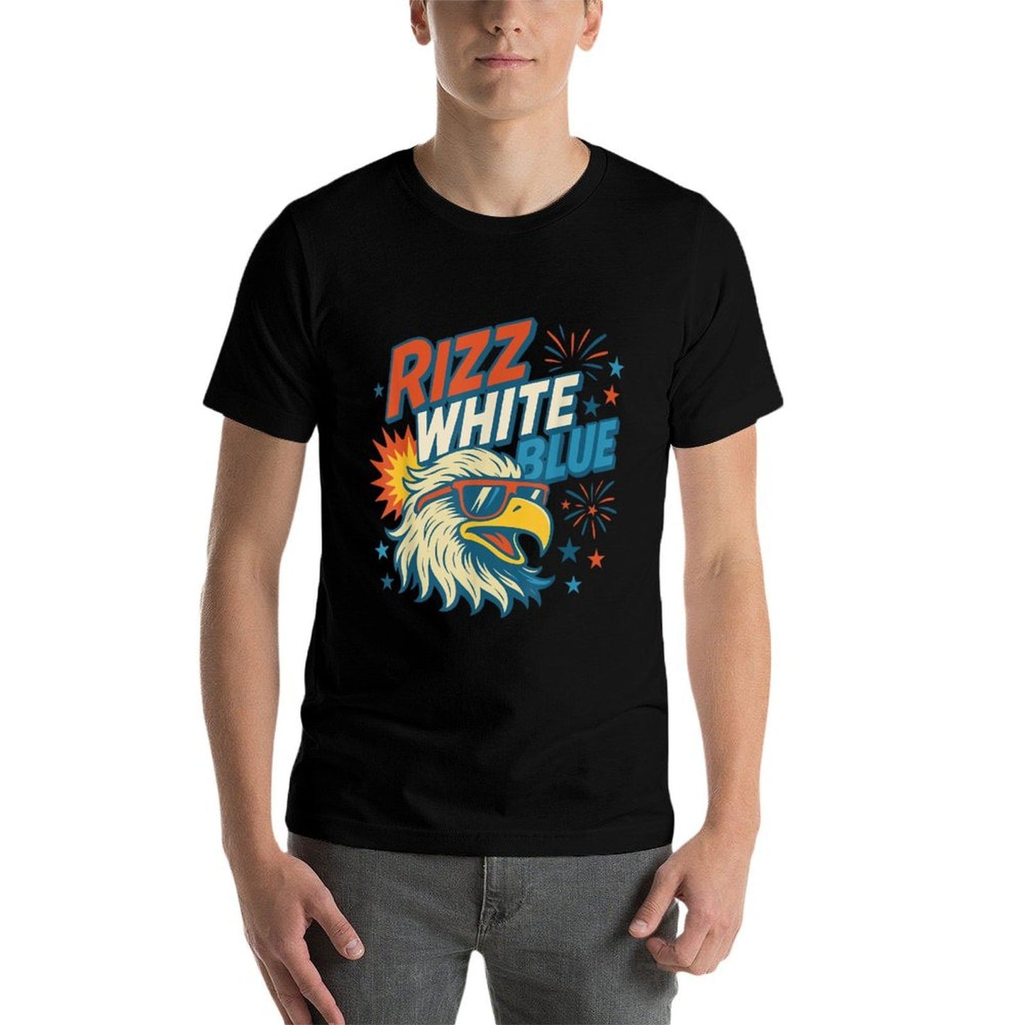 Rizz White Blue Patriotic Eagle 4th Of July  Moisture-wicking T-Shirt