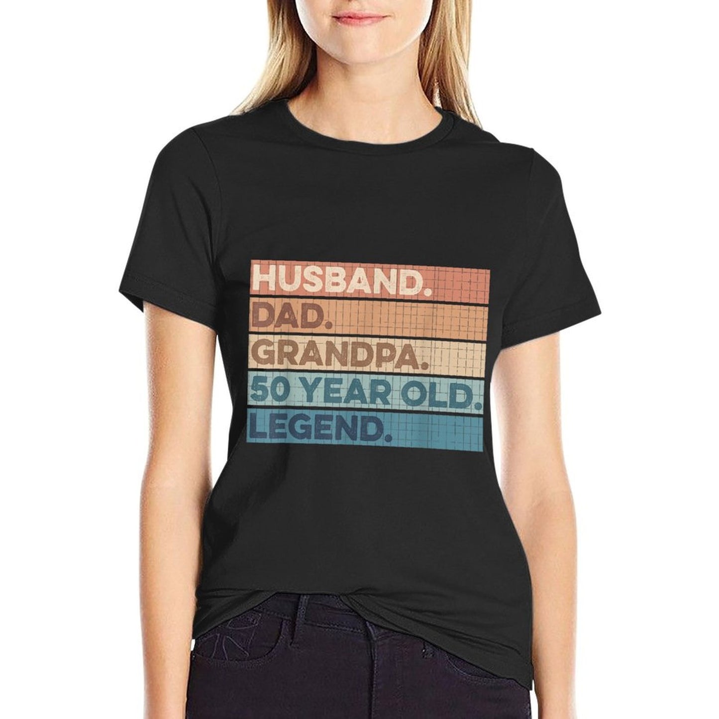 Husband Dad Grandpa 50 Year Old Legend, Retro 50th Birthday Wrinkle-resistant T-Shirt