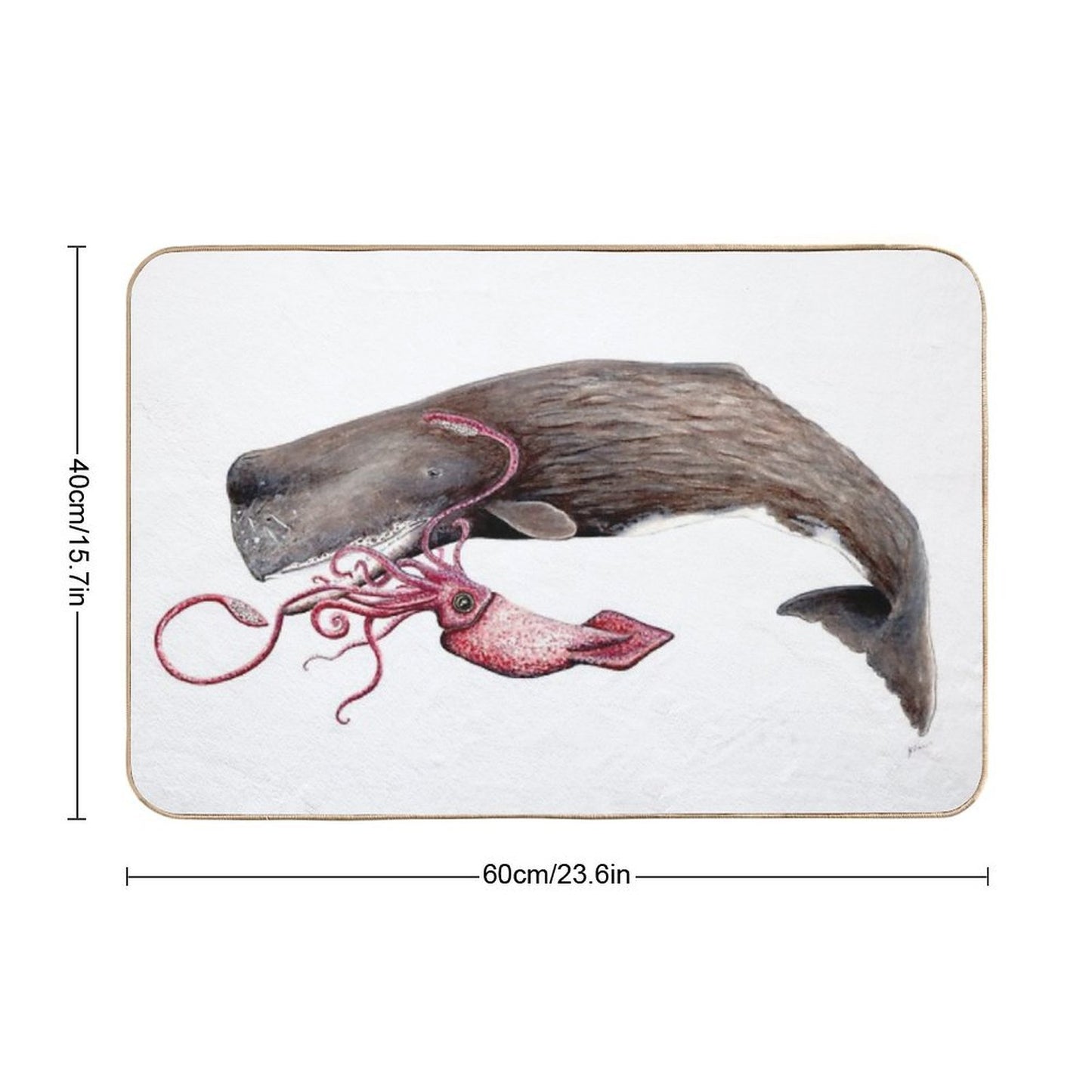 Sperm Whale And Squid Battle Stain-Proof Bath Mat