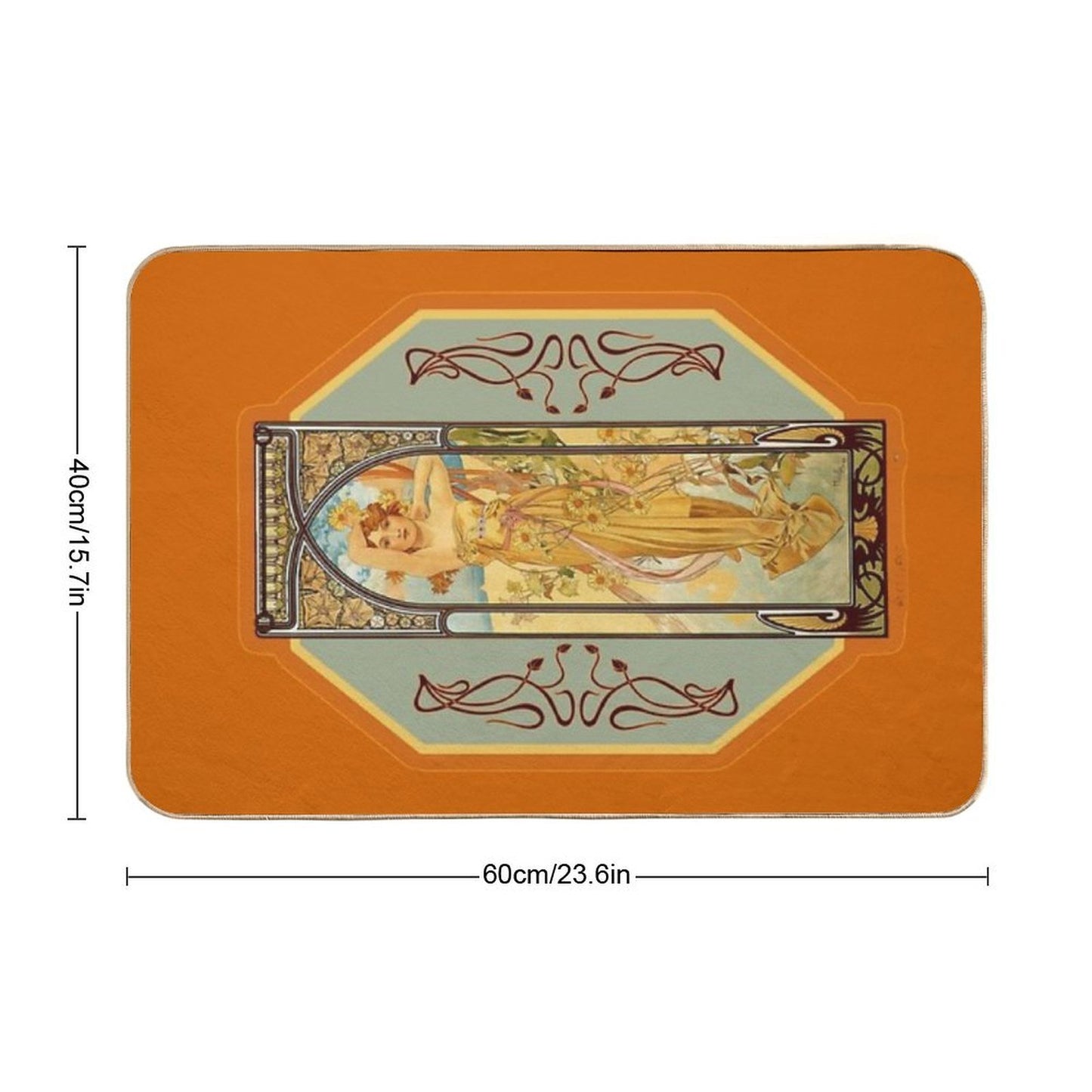 Vintage Art Nouveau Woman with Flowers Easy Maintenance Bath Mat
