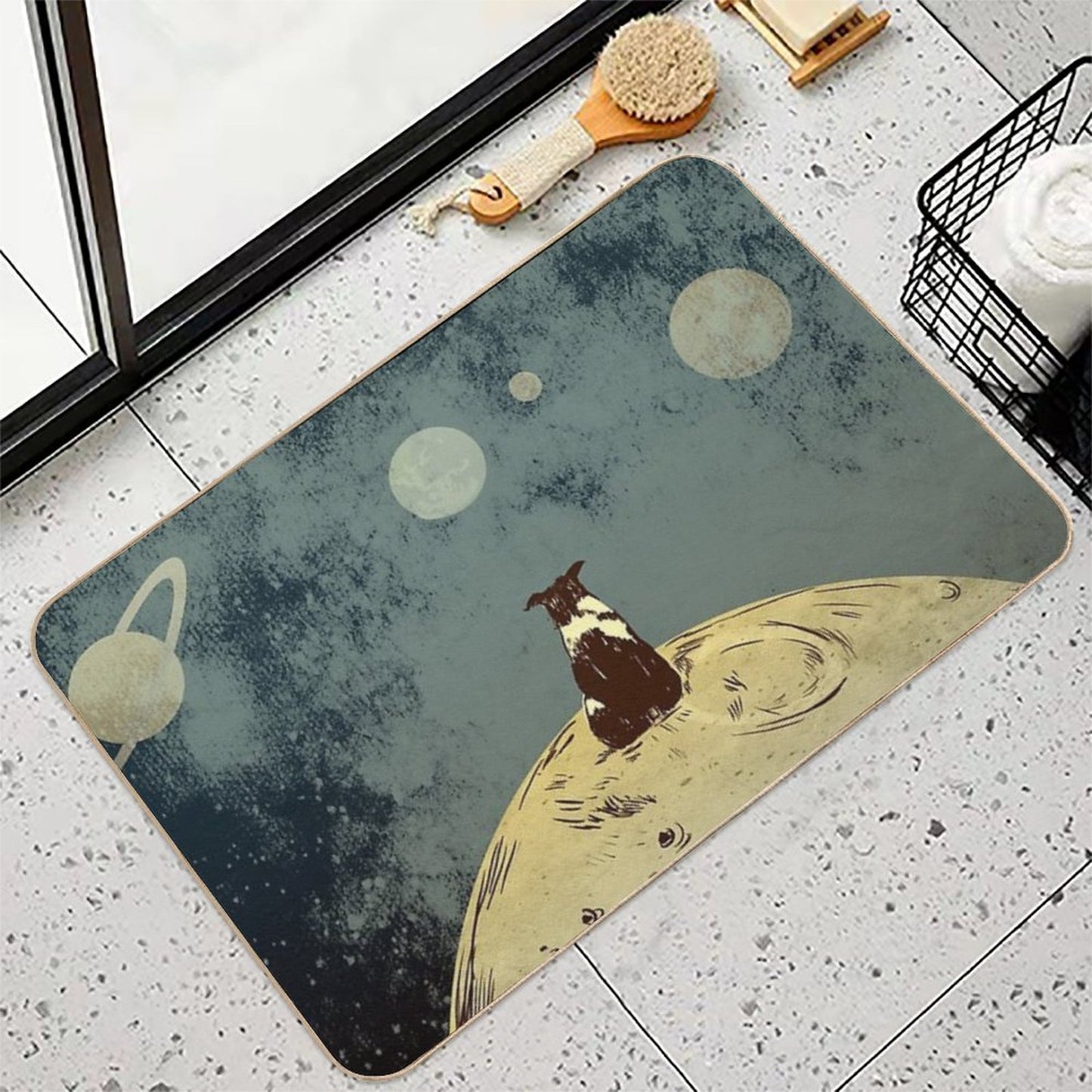 Endless Opportunities - Dog Looking Into Space Easy Maintenance Bath Mat