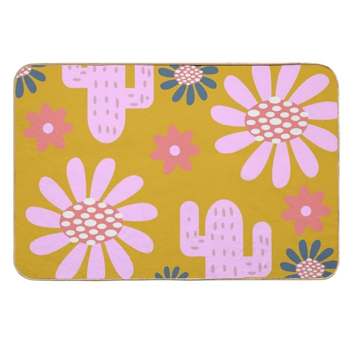 Nursery Cactus Decor Easy To Clean Bath Mat