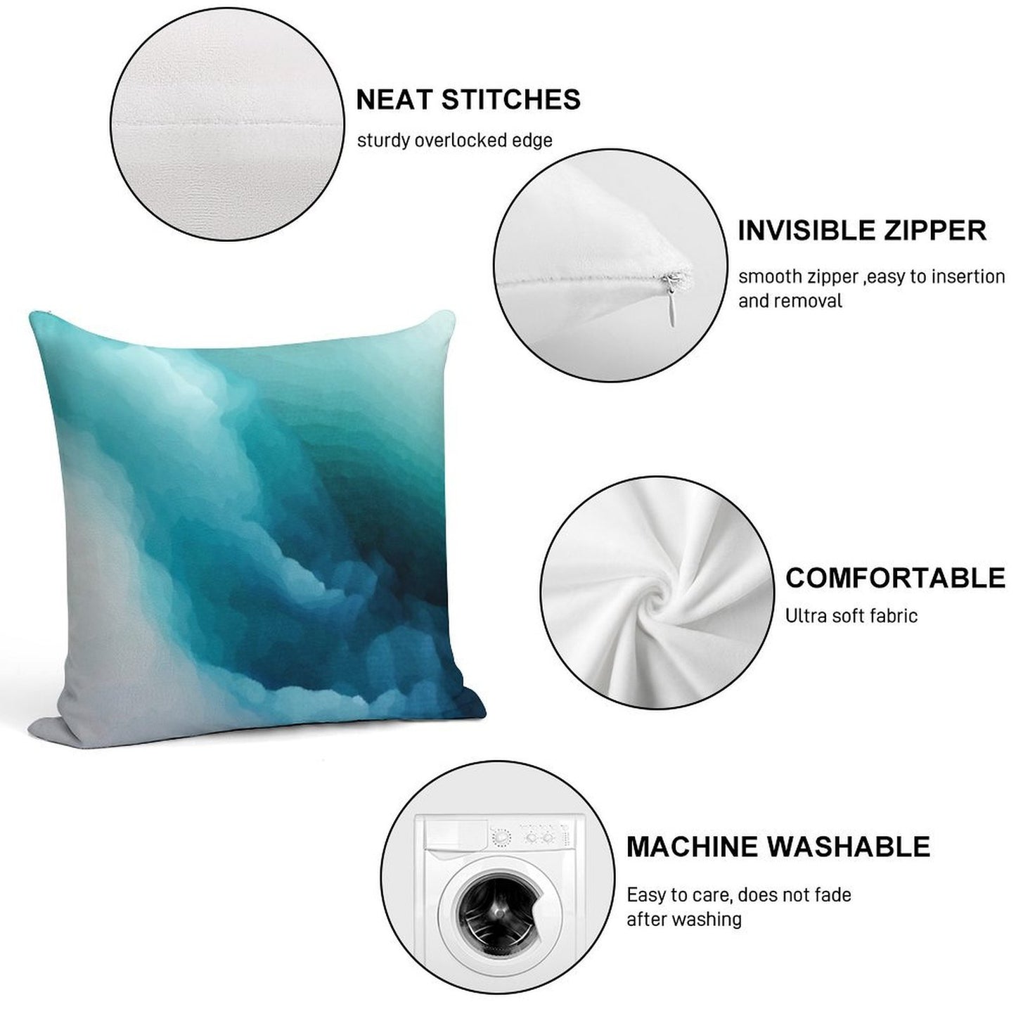 “Inner Calm” Turquoise Modern Abstract Soft Anti-Pilling Throw Pillow