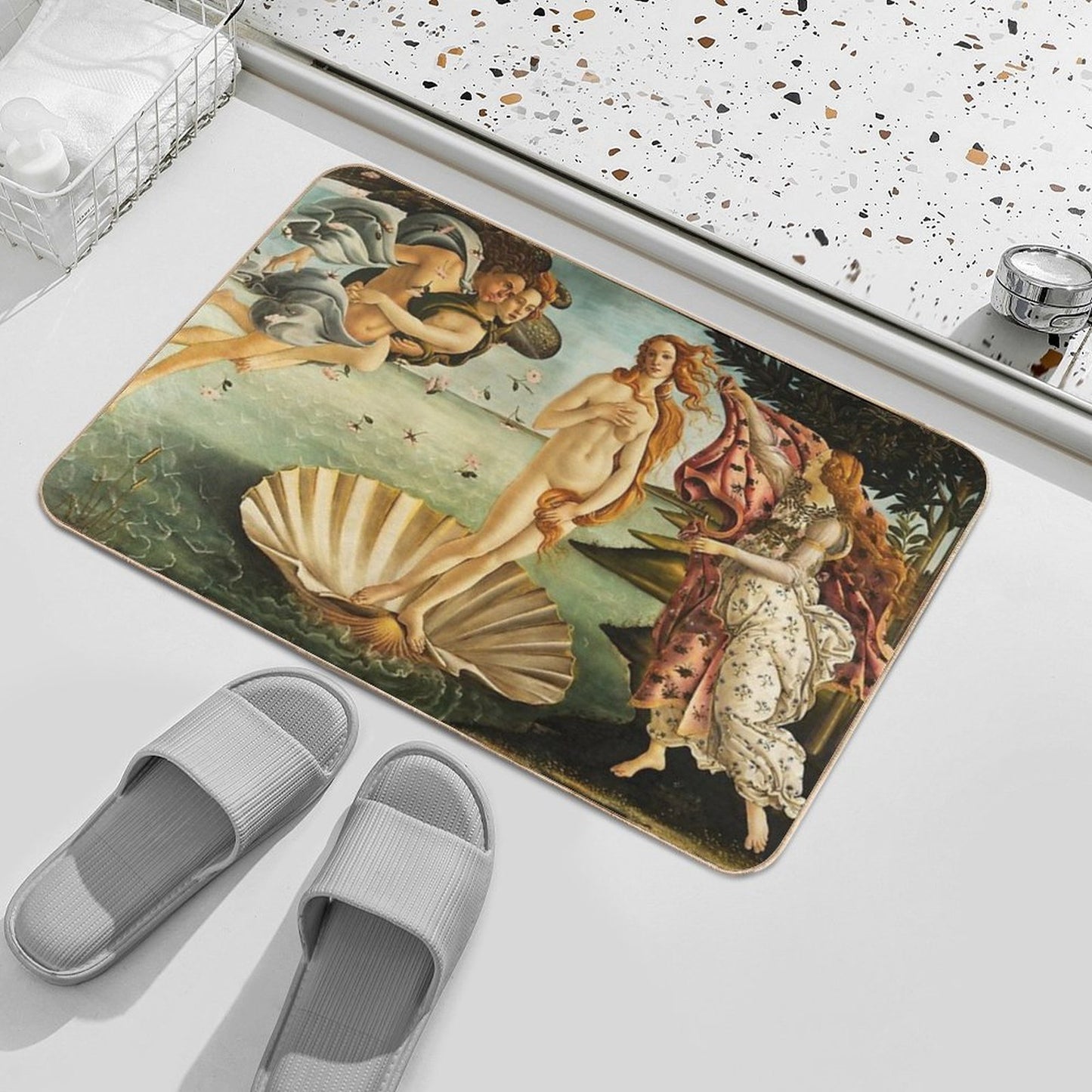 The Birth of Venus by Botticelli Fade-Resistant Bath Mat