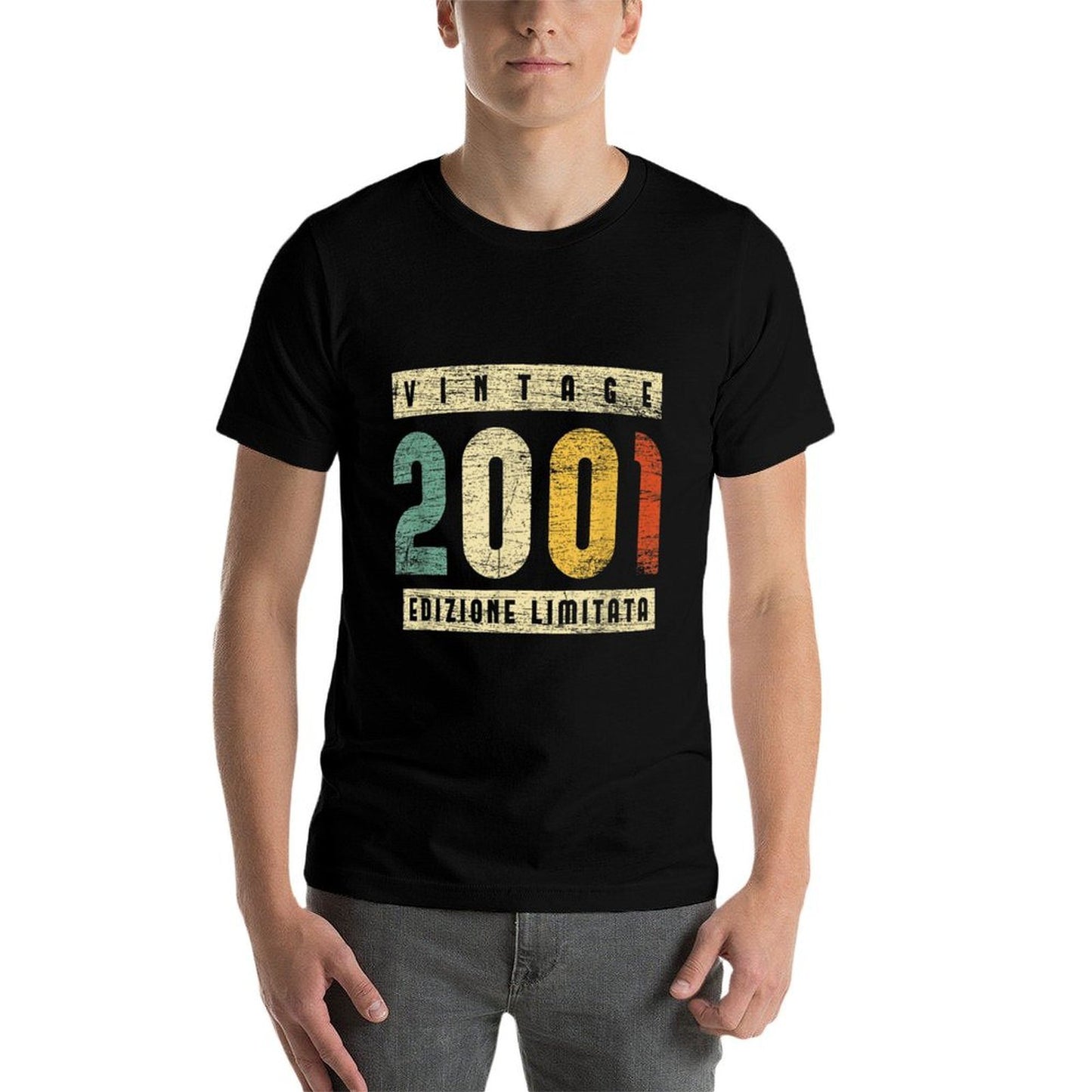 Limited Edition 2001 Womens Mens 21st Birthday Ribbed Collar T-Shirt