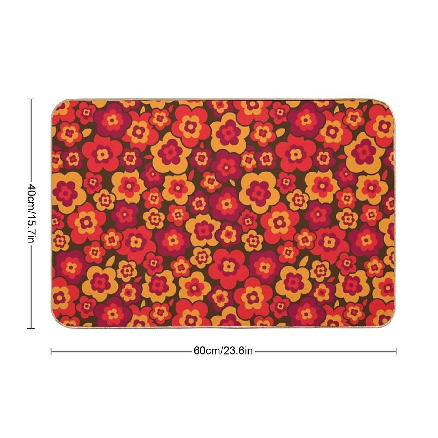Retro Vintage Orange Poppies Anti-Trip Bath Mat