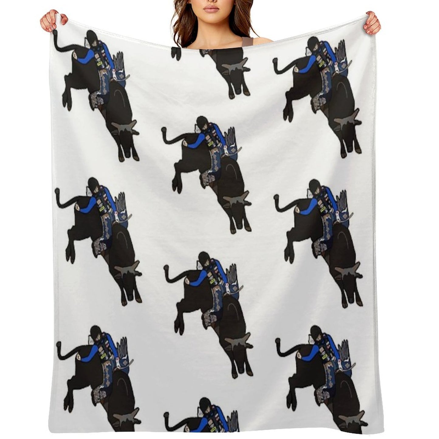 Bull Rider Stetson Wright Easy Care Throw Blanket