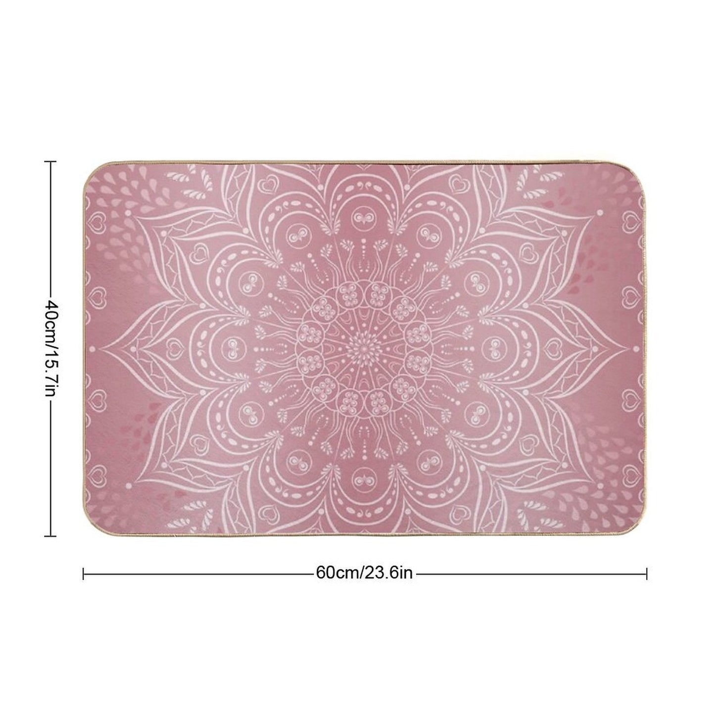 Boho Rose Gold Mandala Non-Slip Bath Mat